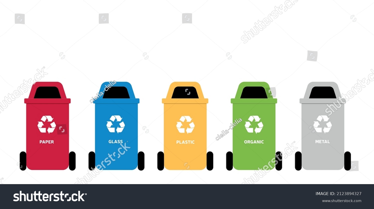 Garbage Sorting Garbage Bins Vector Illustration Stock Vector (Royalty ...