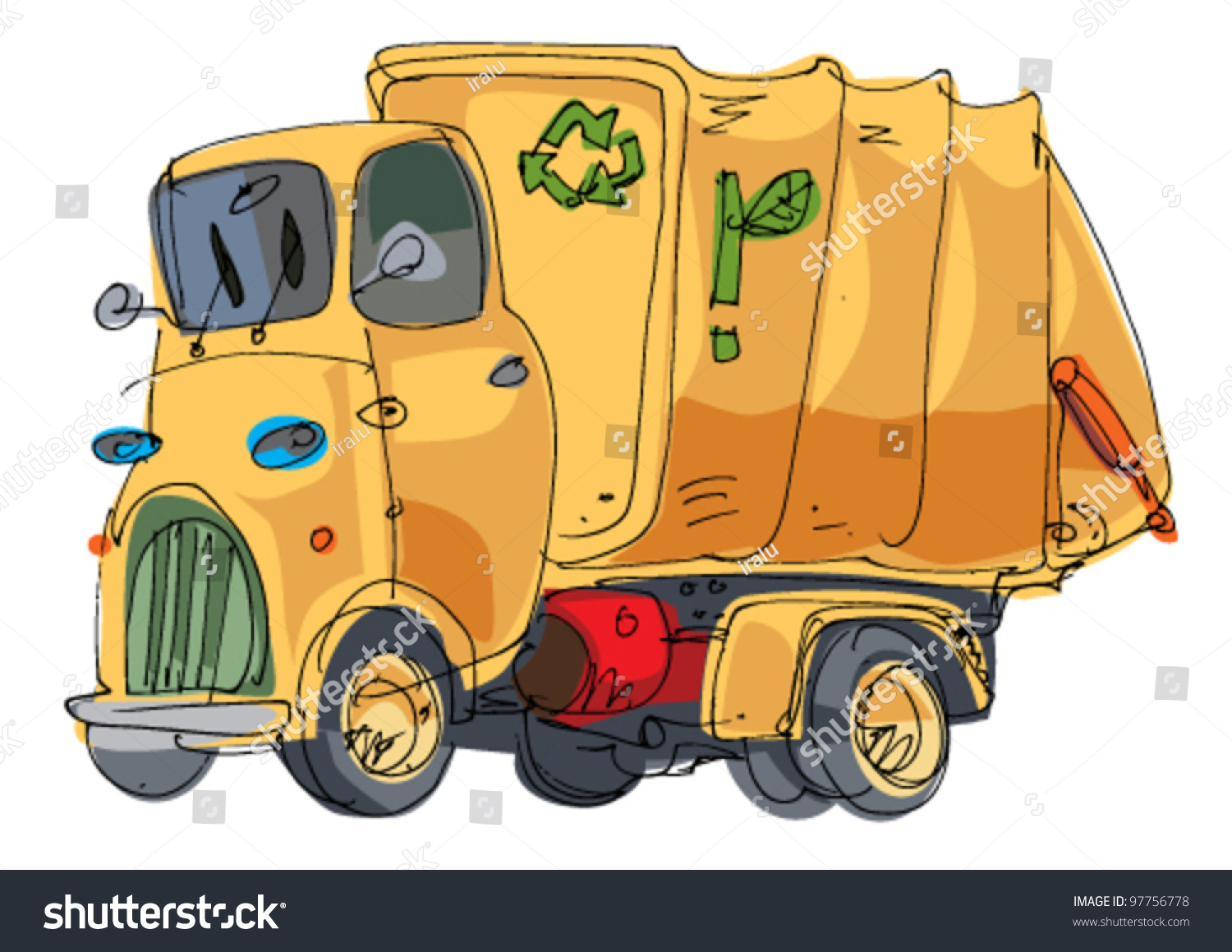 Garbage Truck Cartoon Stock Vector 97756778 - Shutterstock