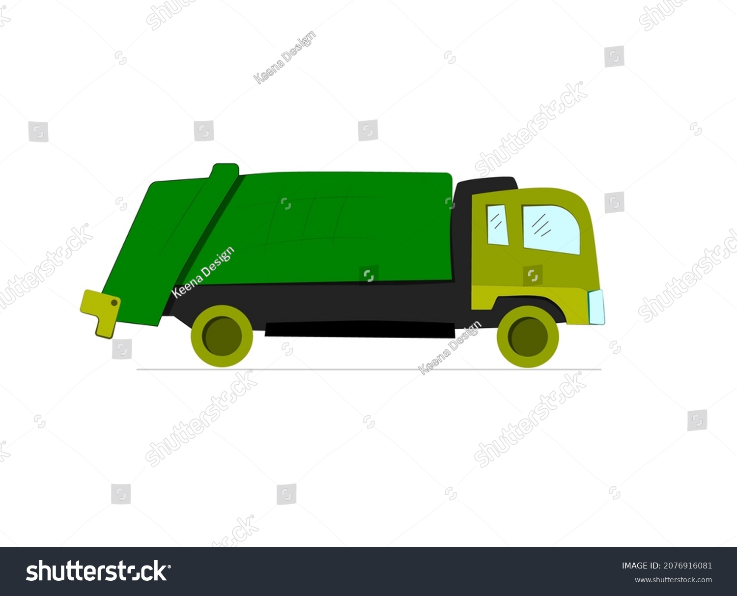 SVG of Garbage truck cartoon vector illustration. Green truck. svg