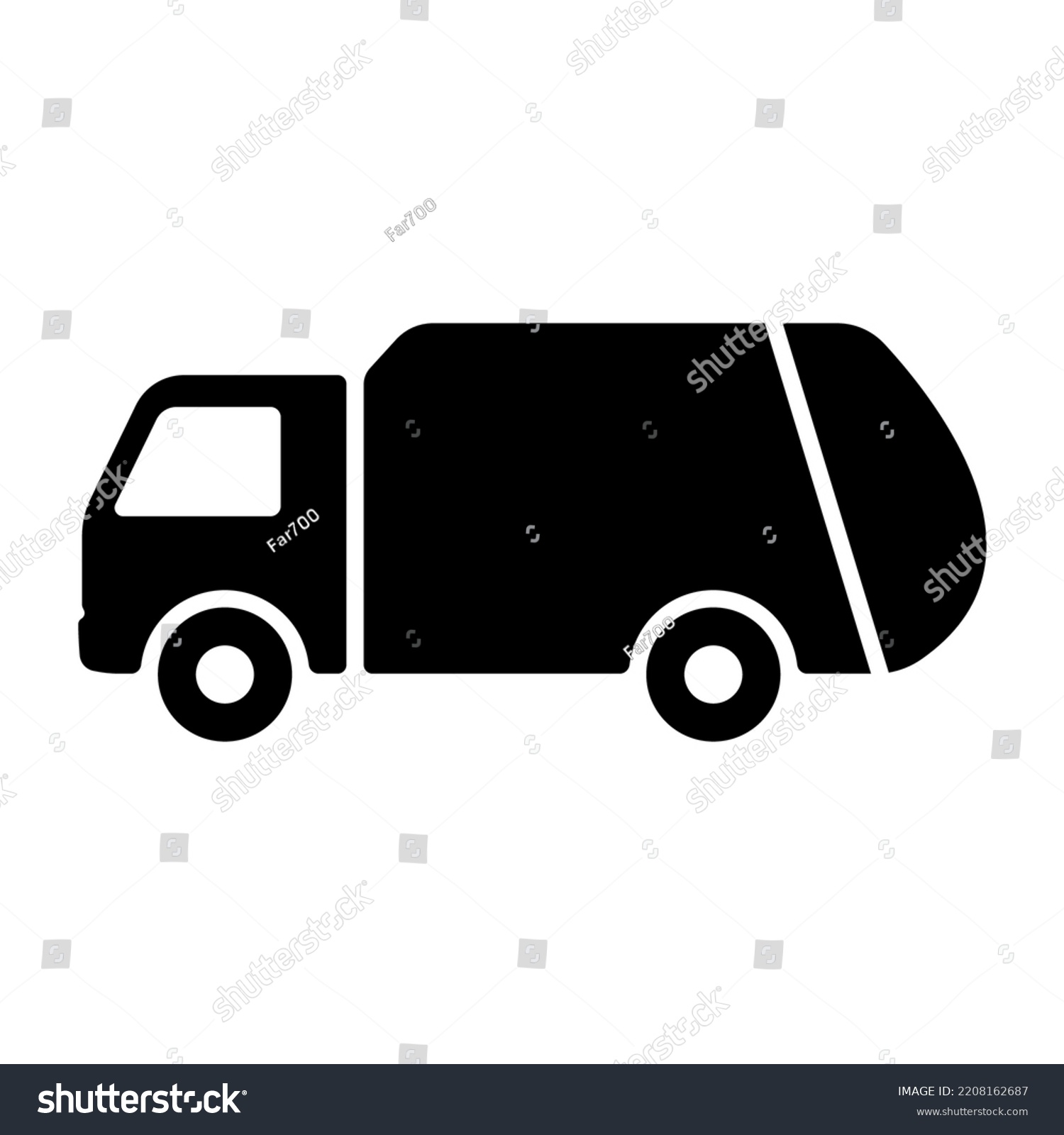 SVG of Garbage truck icon. Black silhouette. Side view. Vector simple flat graphic illustration. Isolated object on a white background. Isolate. svg