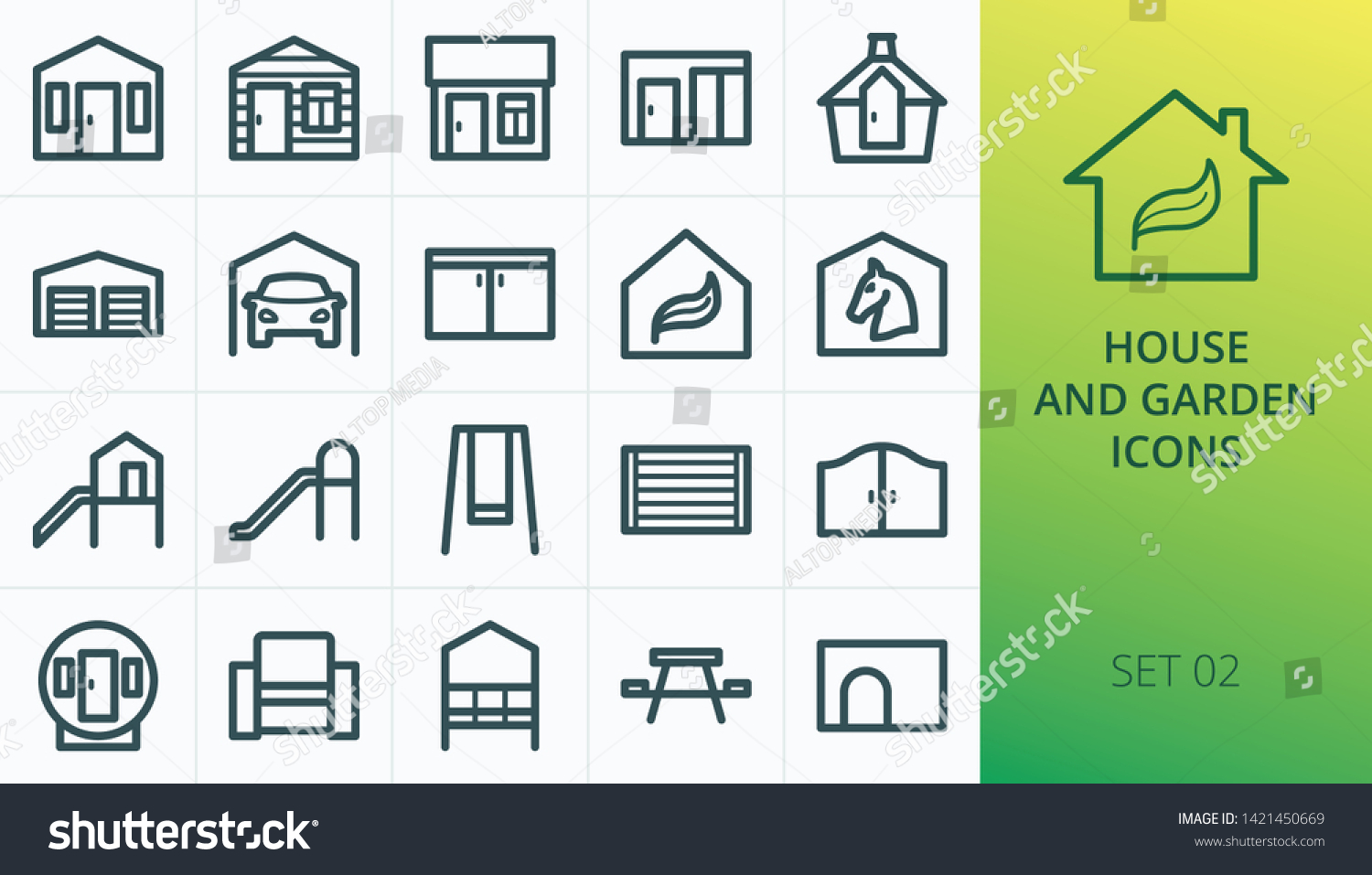 Garden Buildings Icons Set Set Log Stock Vector Royalty Free