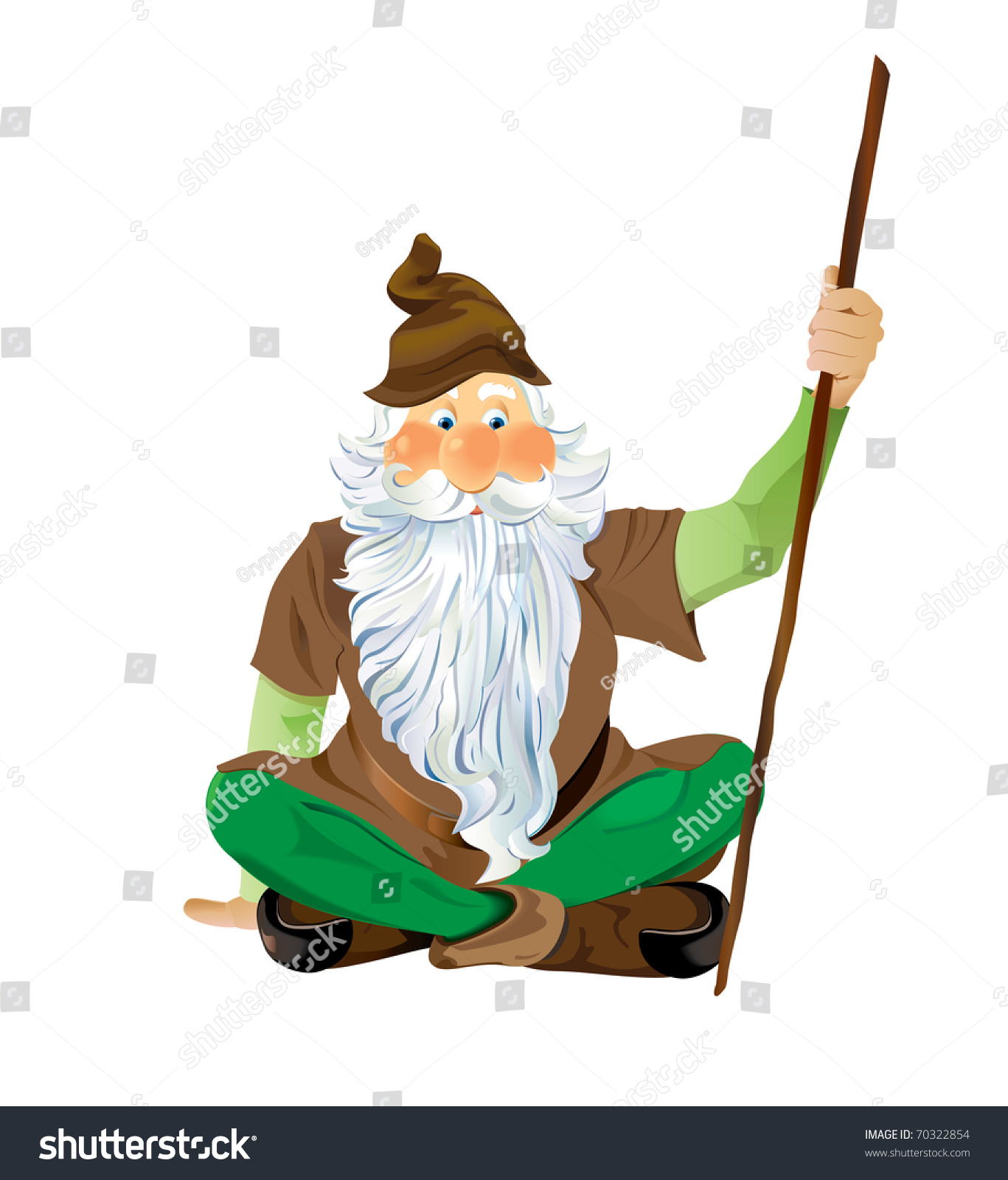 Garden Gnome Sitting Cross Legged. Scalable Vector Eps10 Illustration ...