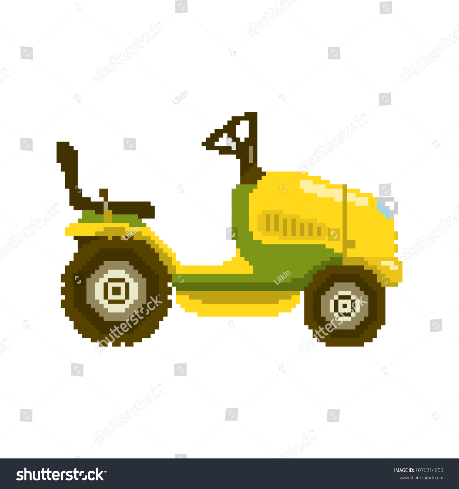 Garden Tractor 8 Bit Game Style Stock Vector Royalty Free 1076214050