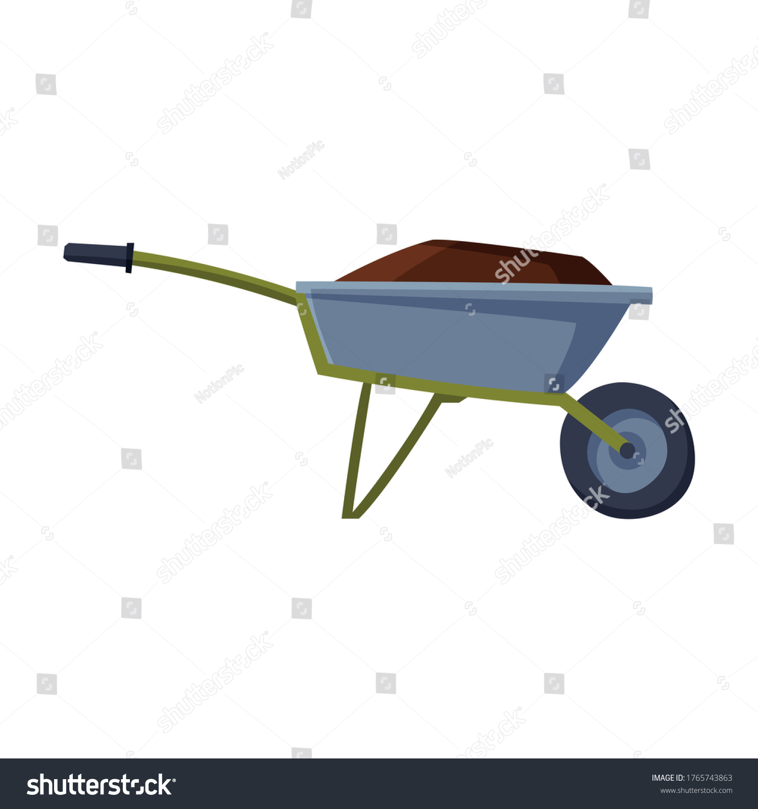 SVG of Garden Wheelbarrow Full of Soil or Compost, Agriculture Work Equipment Flat Style Vector Illustration on White Background svg