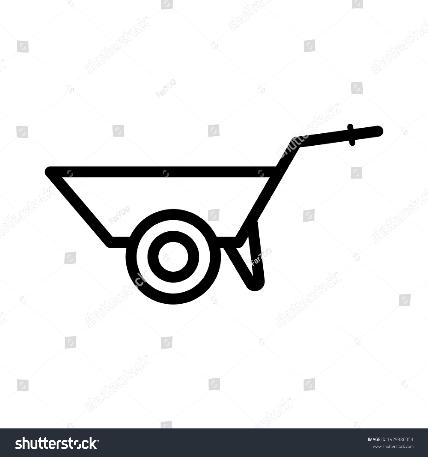 Garden Wheelbarrow Icon Black Contour Linear Stock Vector (Royalty Free ...