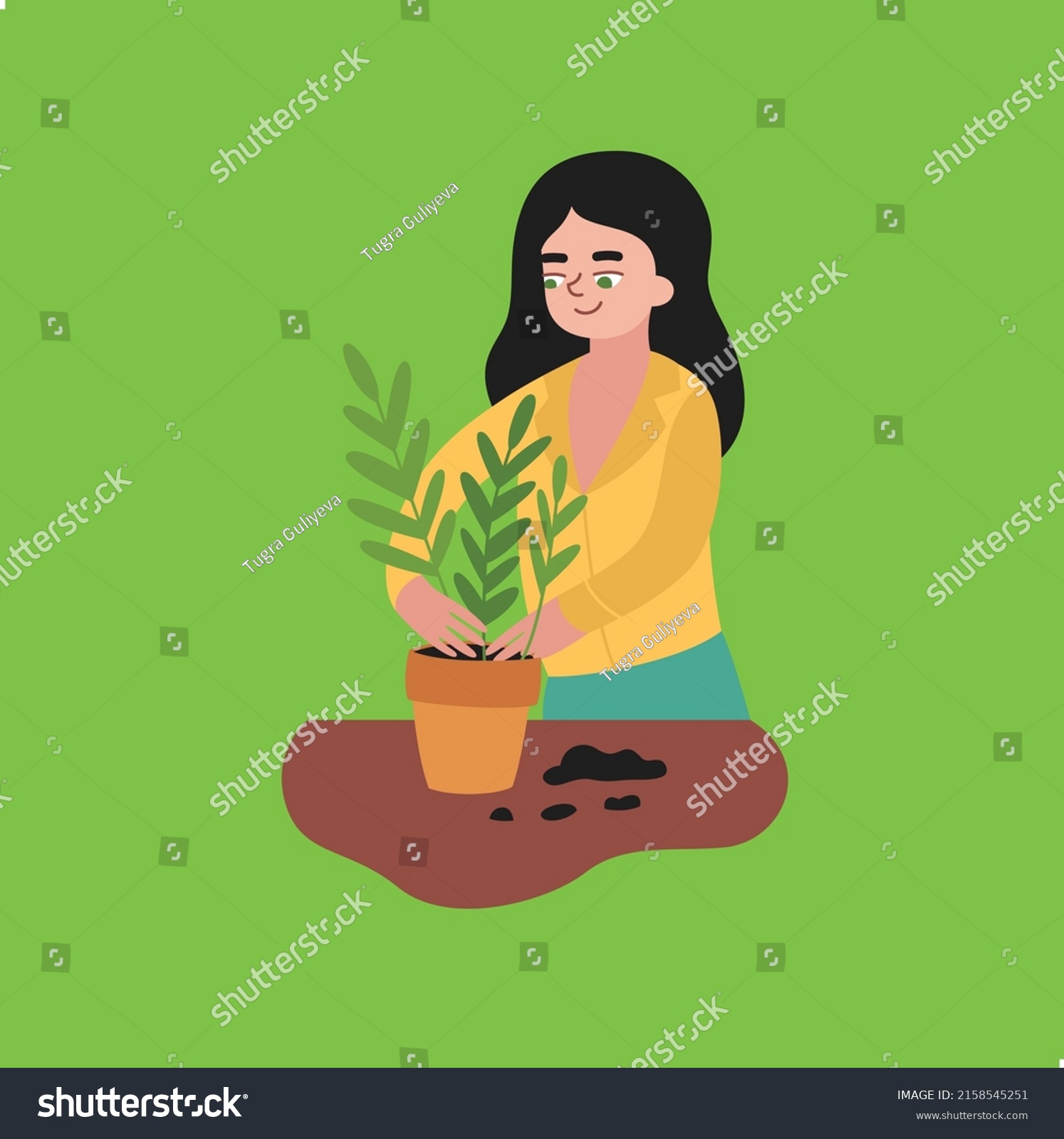 Gardening Female Girl Rose Silhouette Gardening Stock Vector (Royalty ...