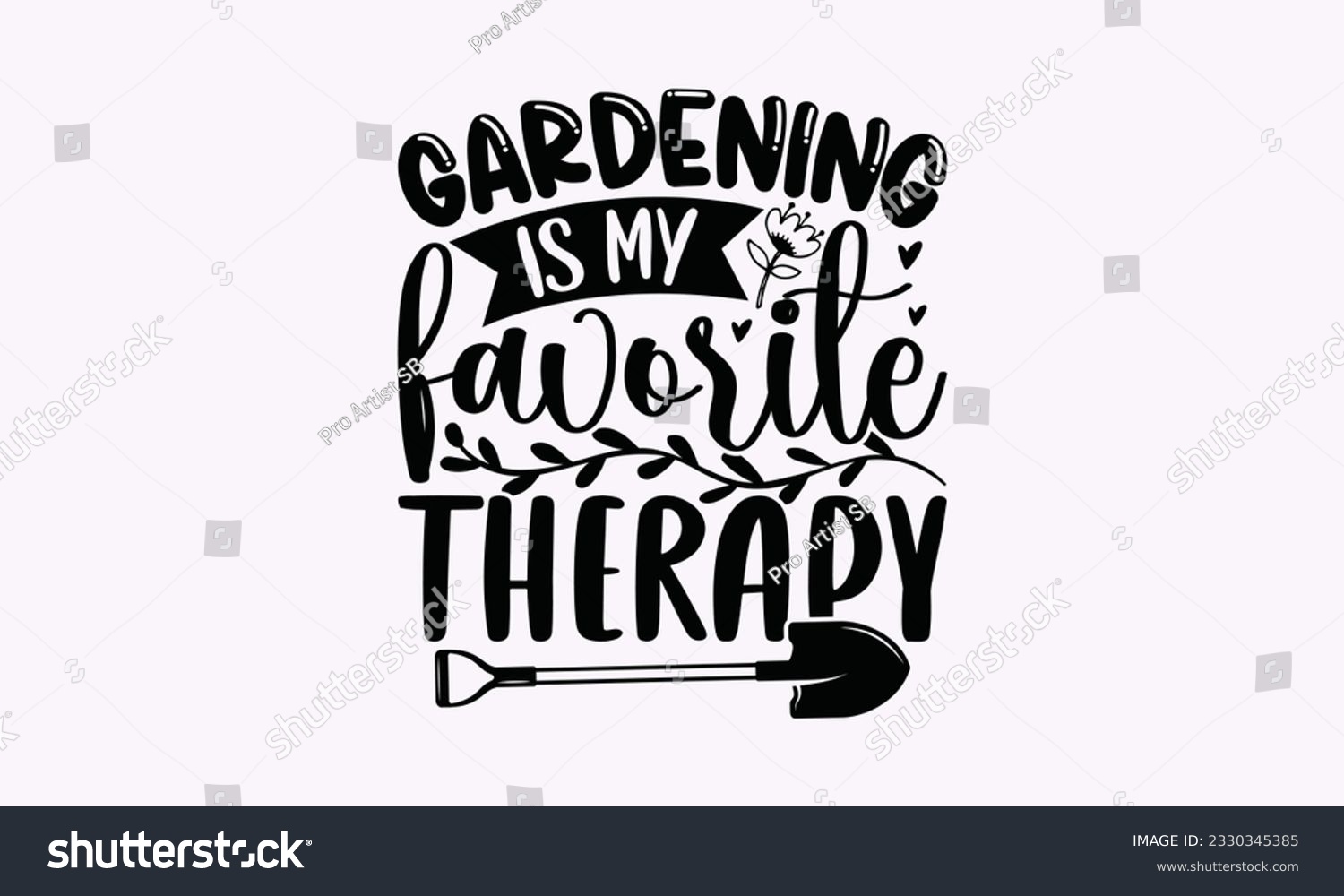 SVG of Gardening is my favorite therapy - Gardening SVG Design, plant Quotes, Hand drawn lettering phrase, Isolated on white background. svg