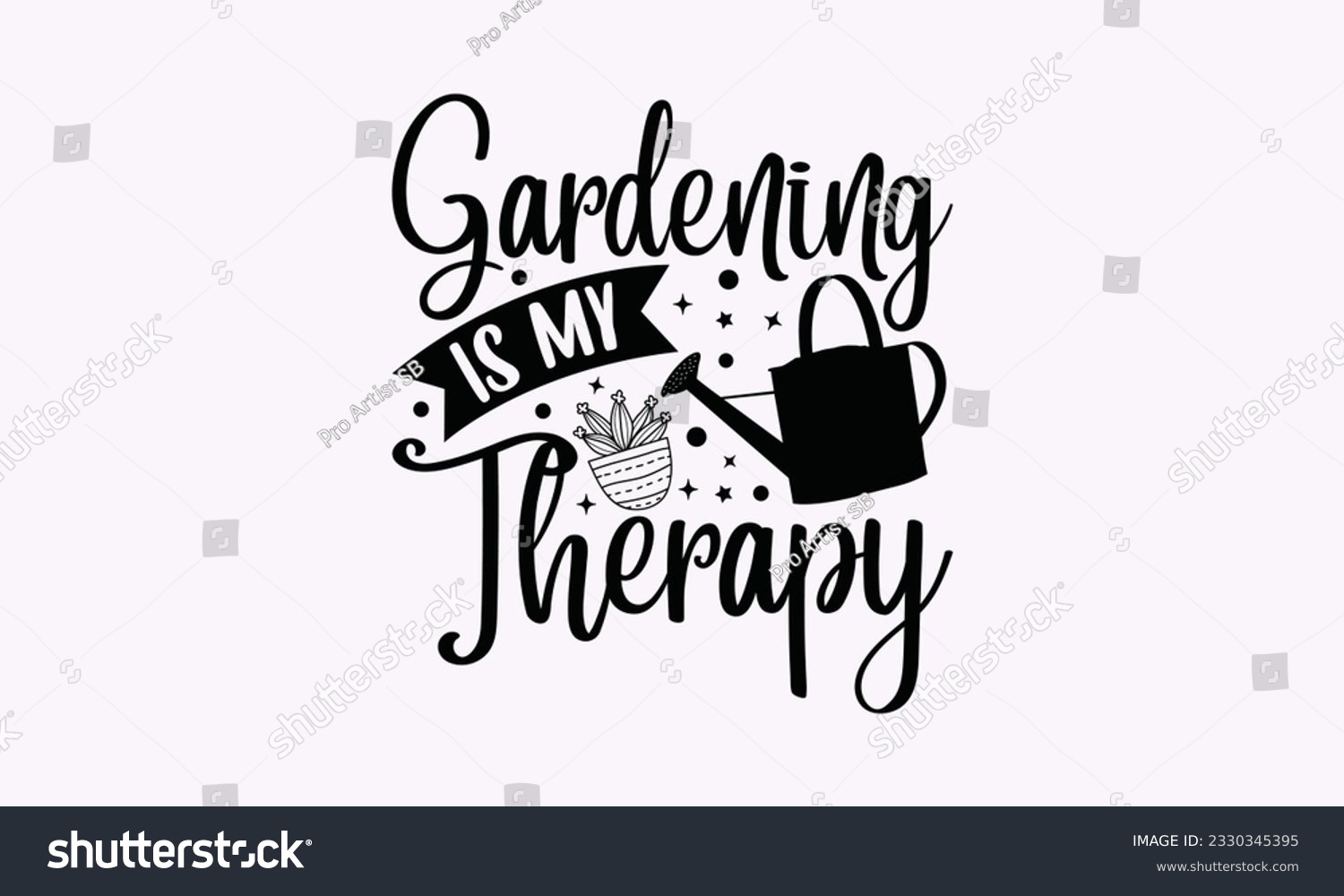 SVG of Gardening is my therapy - Gardening SVG Design, plant Quotes, Hand drawn lettering phrase, Isolated on white background. svg