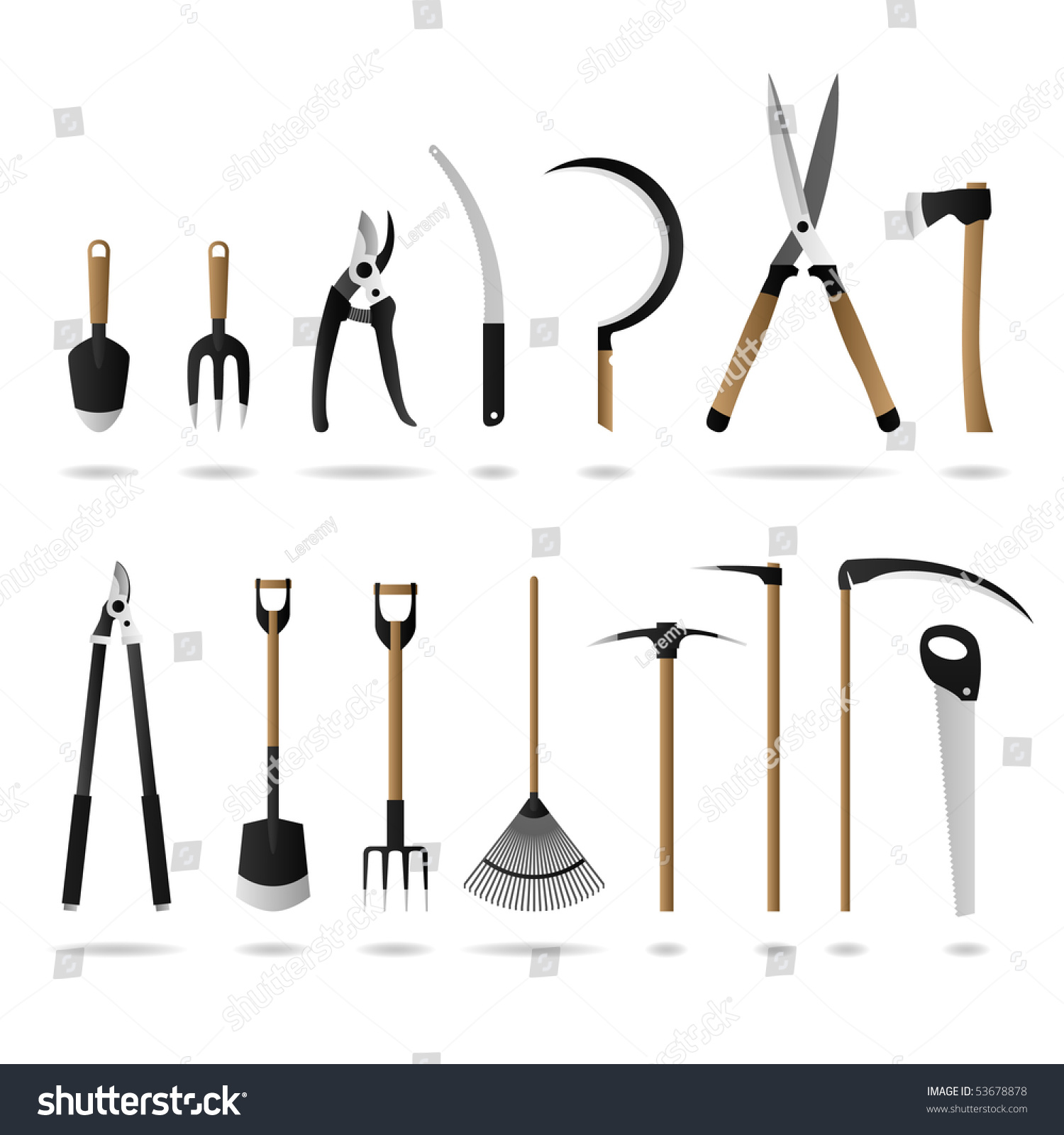 Gardening Set Tools Vector Stock Vector (Royalty Free) 53678878