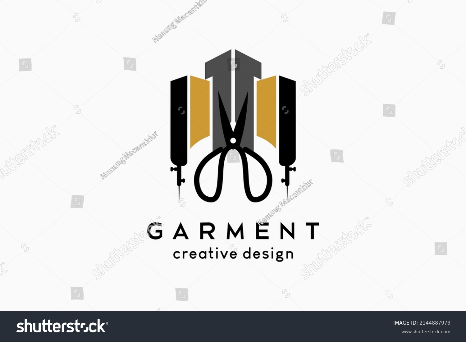 Garment Logo Design Scissors Silhouette Combined Stock Vector Royalty 