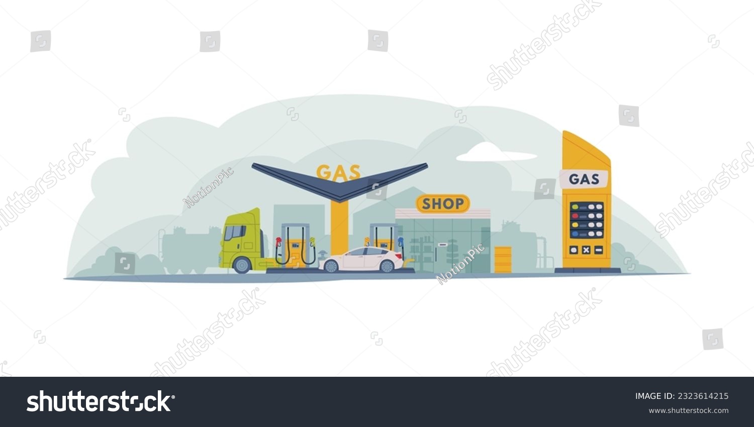 SVG of Gas Filling Station as Facility Selling Fuel for Motor Vehicle Vector Illustration svg