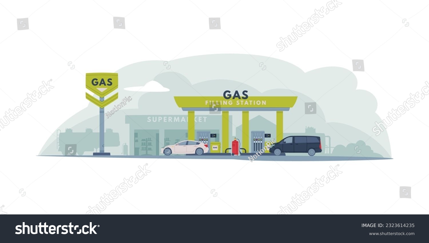 SVG of Gas Filling Station as Facility Selling Fuel for Motor Vehicle Vector Illustration svg
