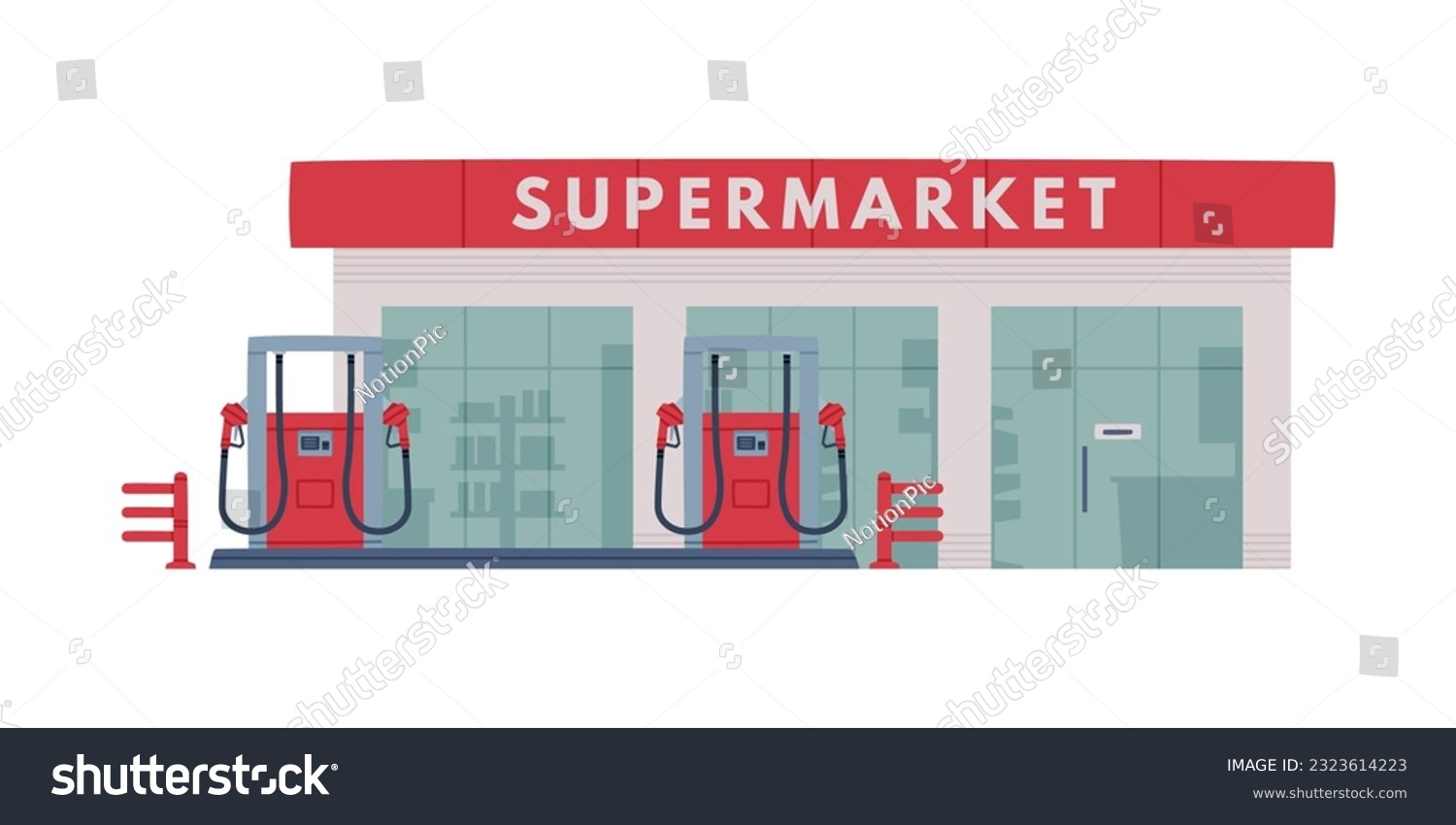 SVG of Gas Filling Station Supermarket Building as Facility Selling Fuel for Motor Vehicle Vector Illustration svg
