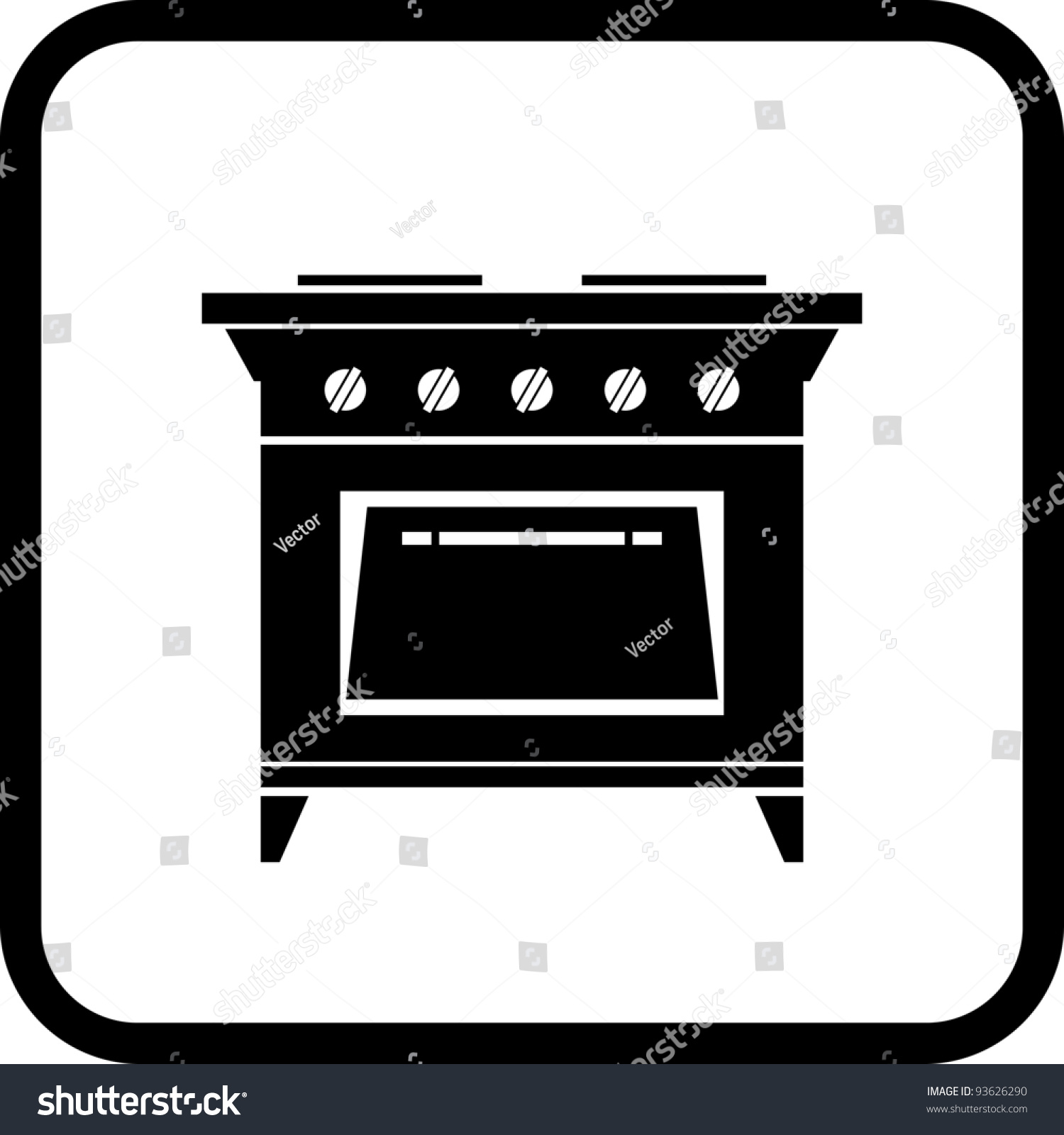 Gas Stove - Vector Icon Isolated On White - 93626290 : Shutterstock