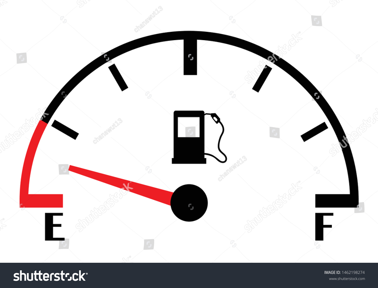 Vektor Stok Gas Tank Gauge Empty Fuel Meter Tanpa Royalti 1462198274