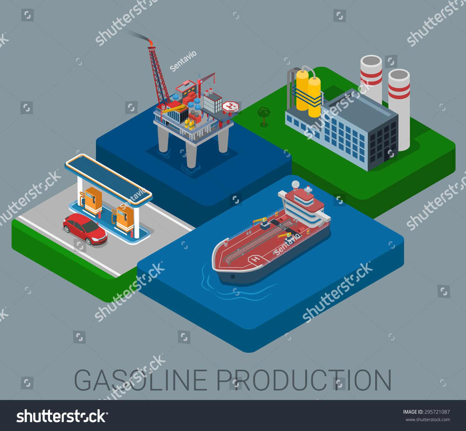 Gasoline Production Process Cycle Flat 3d Web Isometric Infographic ...