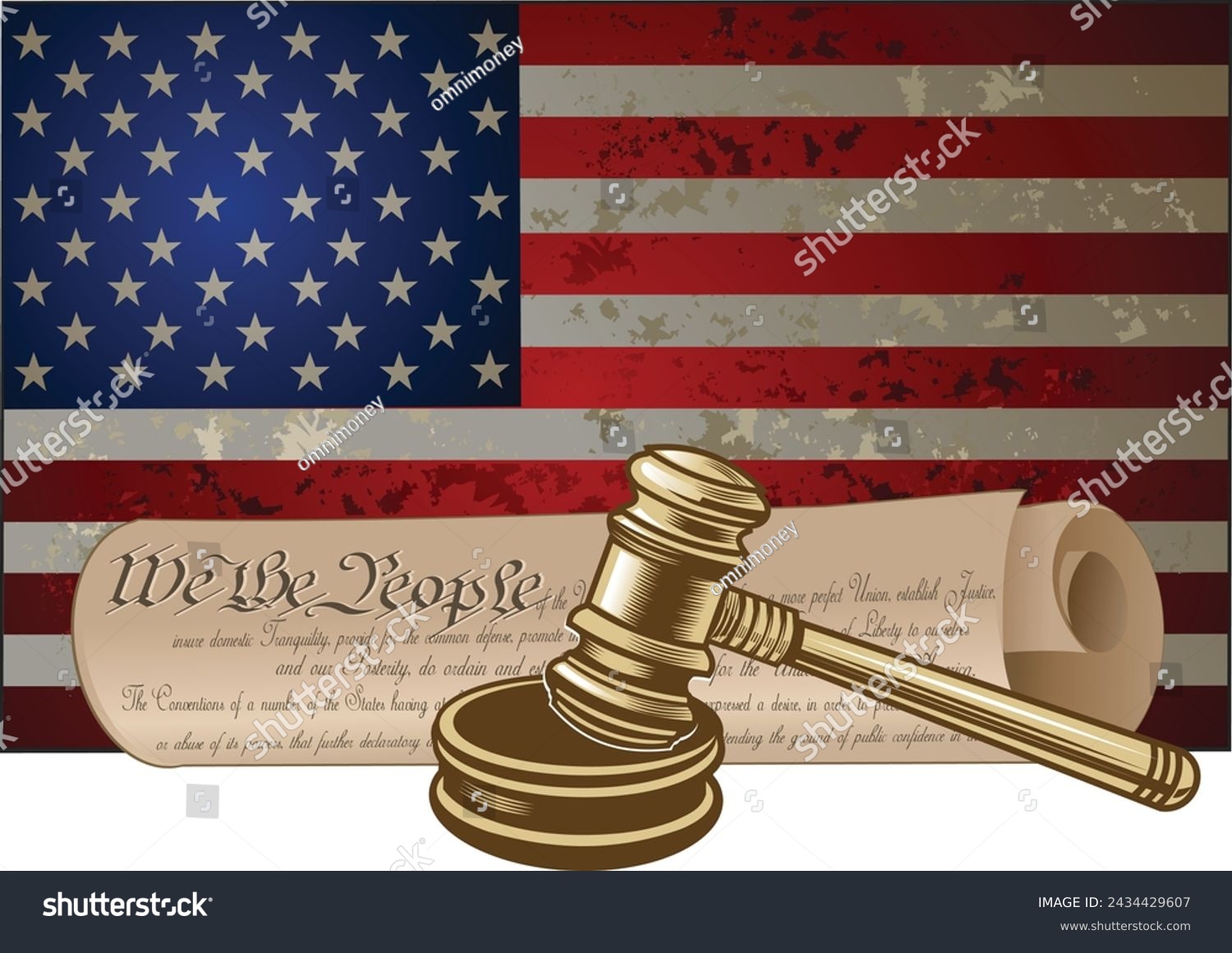 SVG of Gavel and American flag with Bill of Rights svg