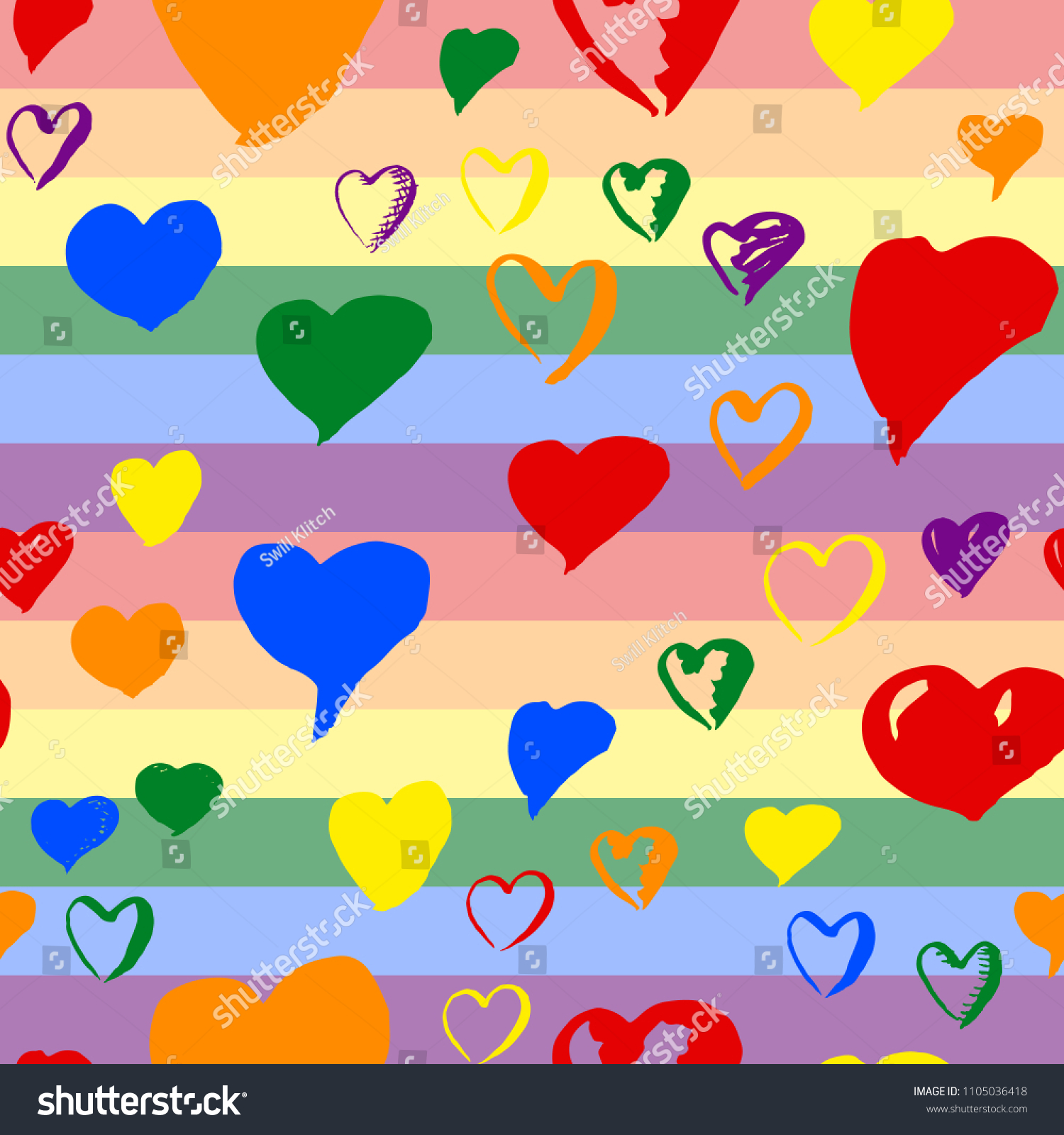 Gay Pride Rainbow Colored Pattern With Hearts For Valentines Day Gay Pride Rainbow Colored Pattern With Hearts For Valentines Day