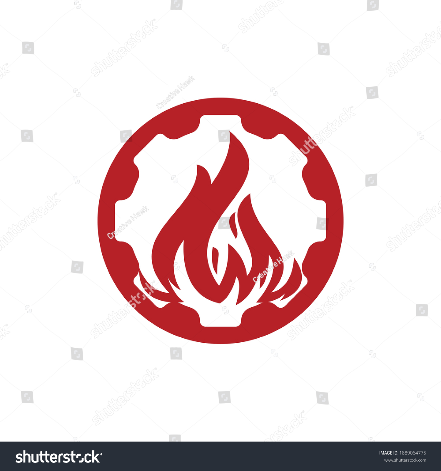 Gear Fire Vector Logo Design Template Stock Vector (Royalty Free