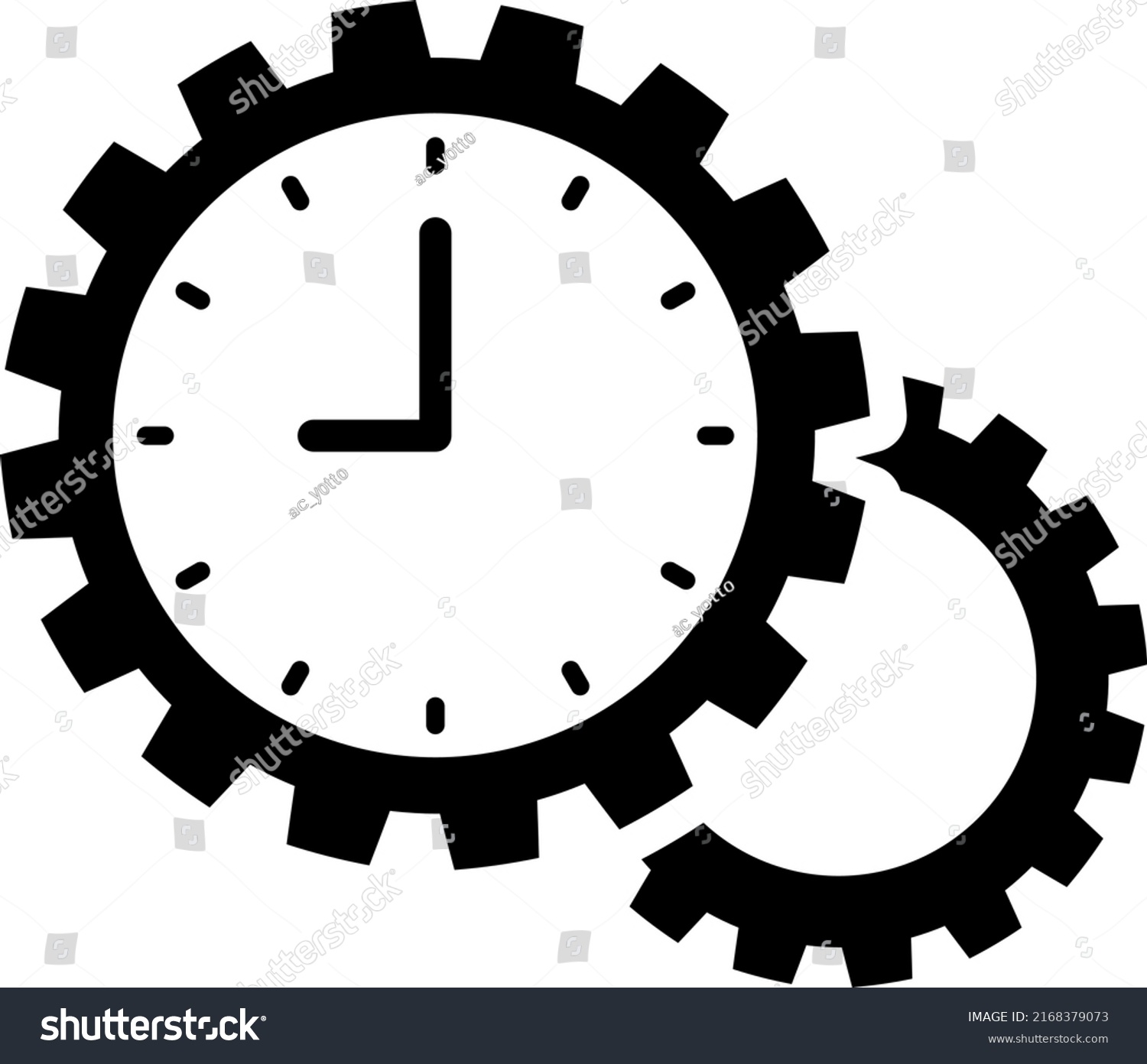 Gear Shaped Clock Isolated Vector Illustration Stock Vector (Royalty