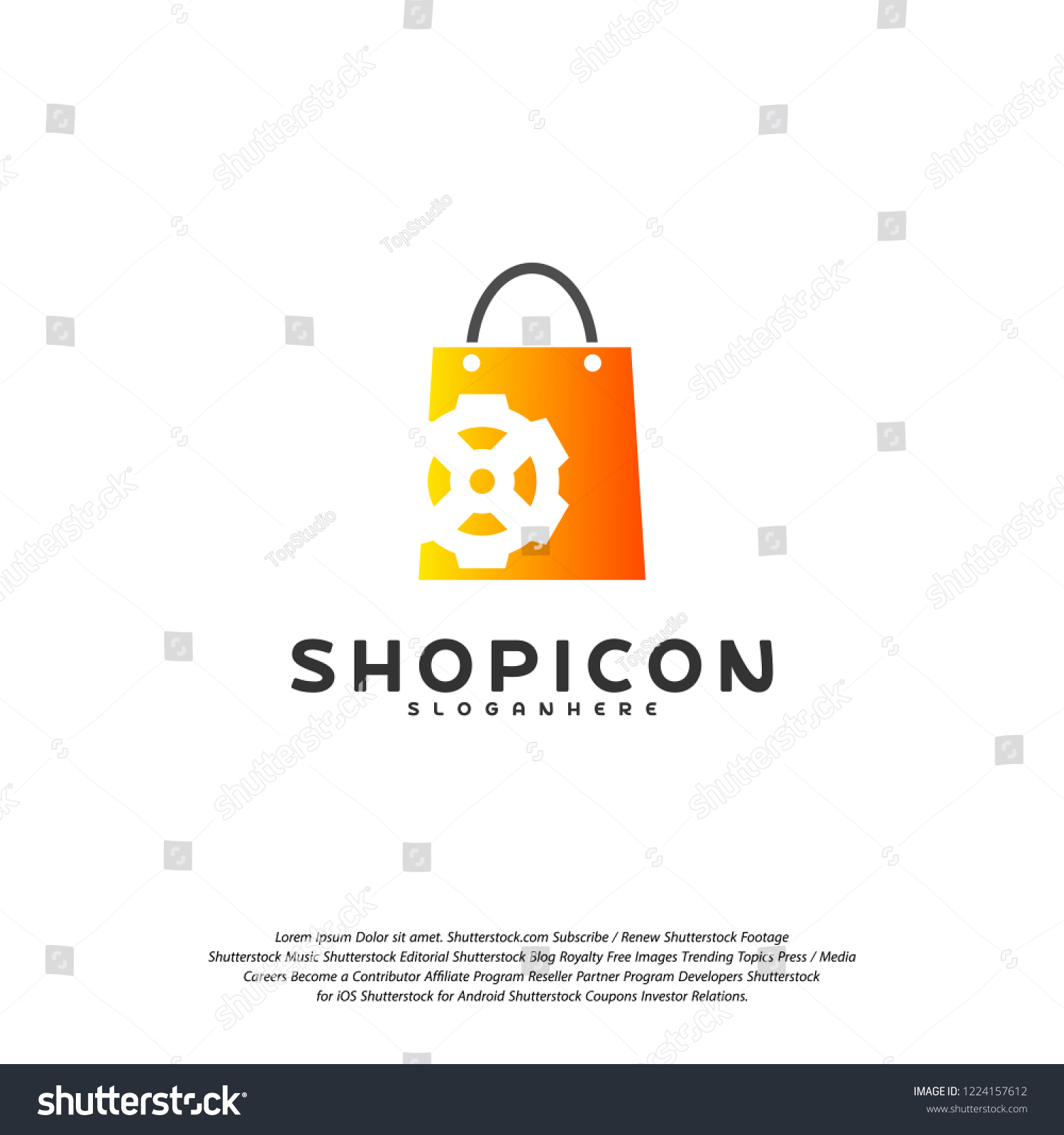 Gear Shop Logo Template Design Vector vector de stock (libre de