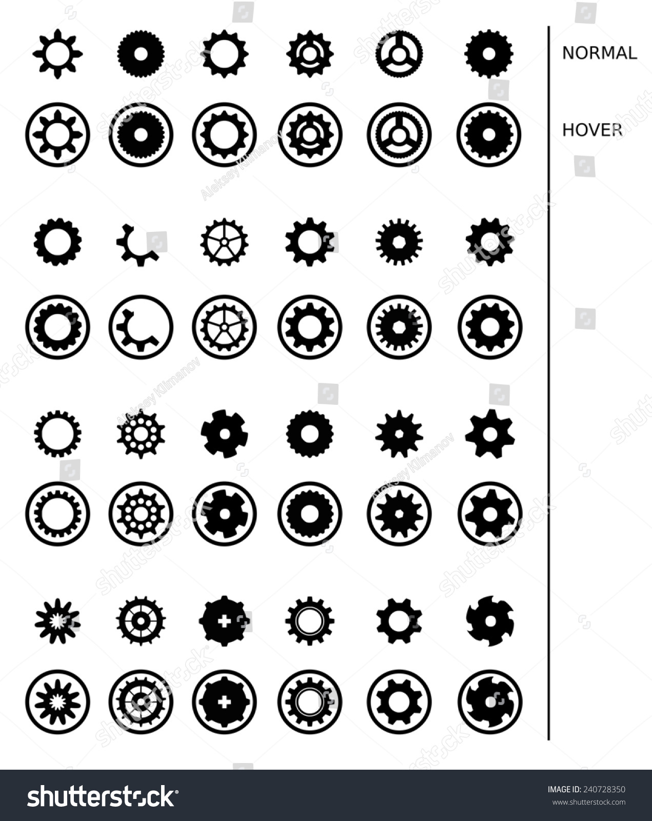 Gear Wheels Icons Set Stock Vector 240728350 - Shutterstock