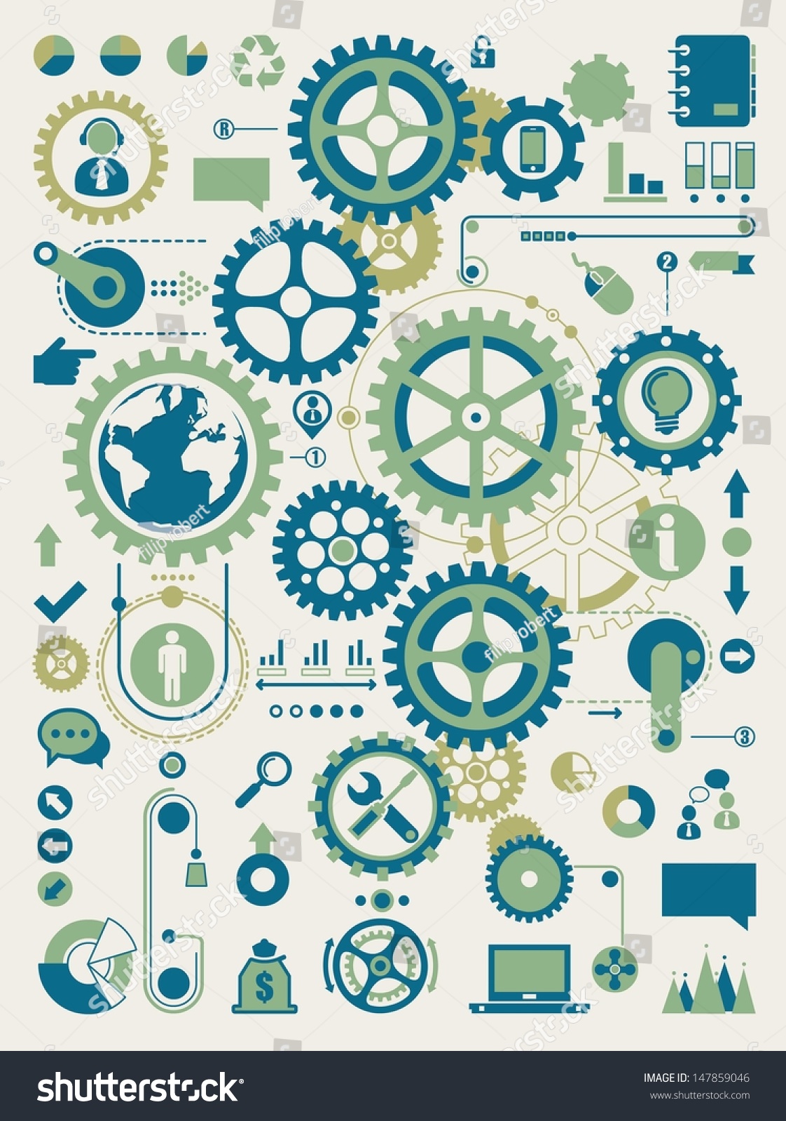Gears And Cogs, Stock Vector Illustration 147859046 Shutterstock