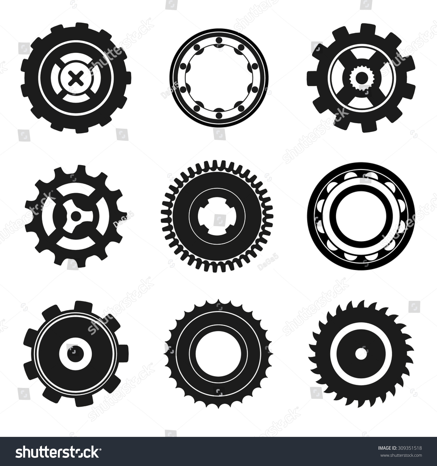 Gears Circular Saw Bearing Black White Stock Vector (Royalty Free ...