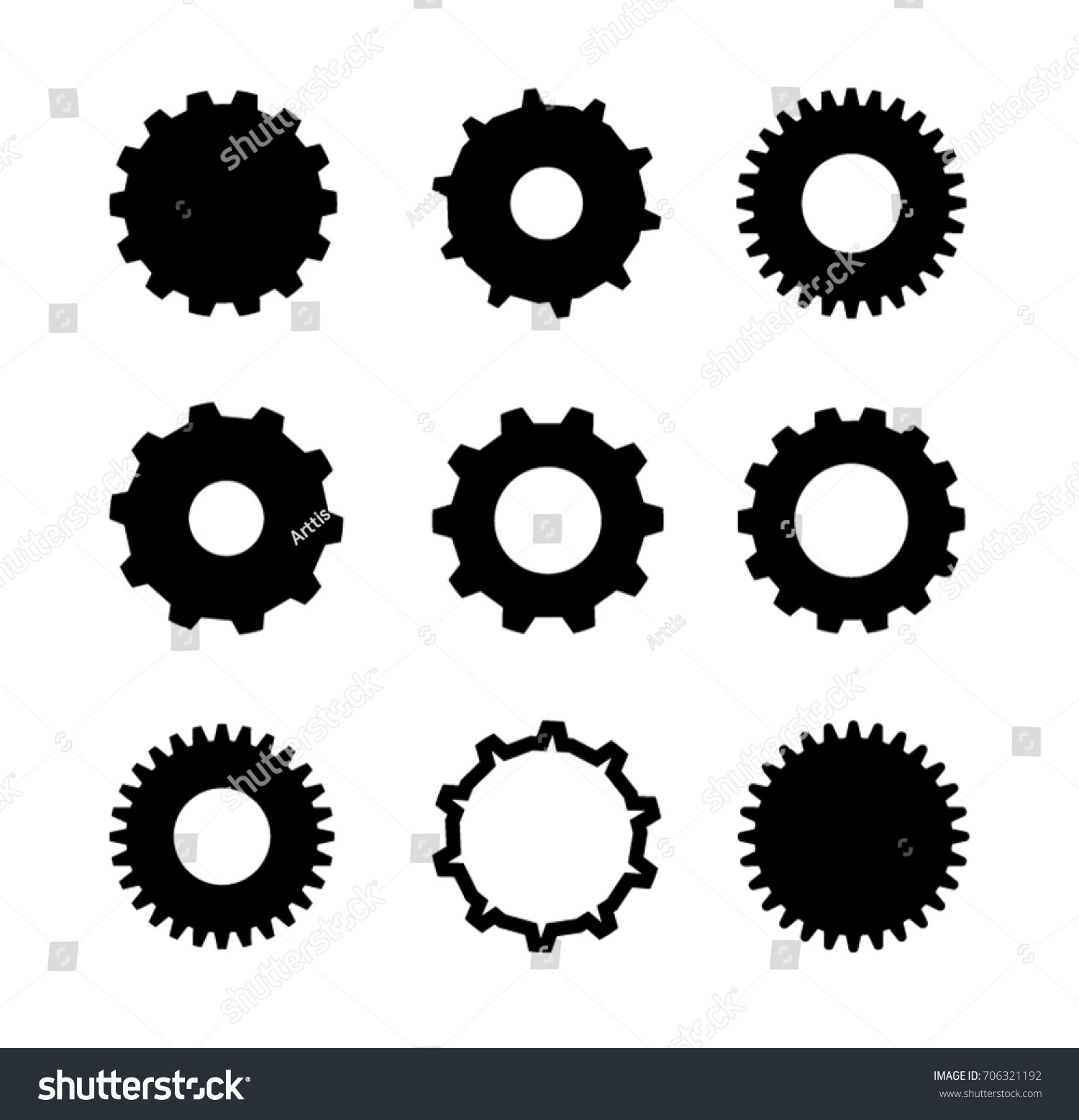 Gears Collection Isolate White Background Vector Stock Vector (Royalty ...