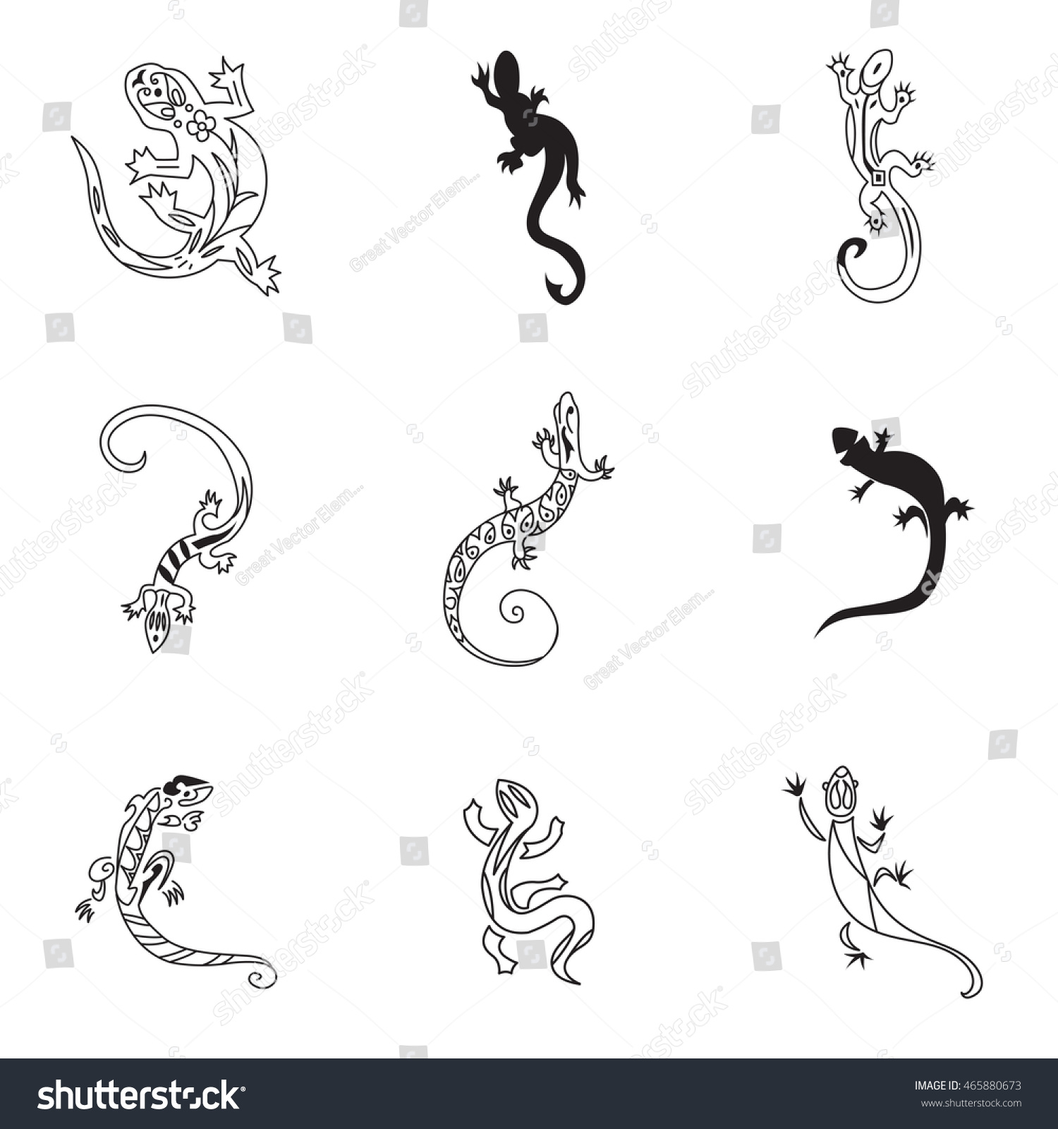 Gecko Vector Set Simple Gecko Shape Stock Vector (Royalty Free) 465880673