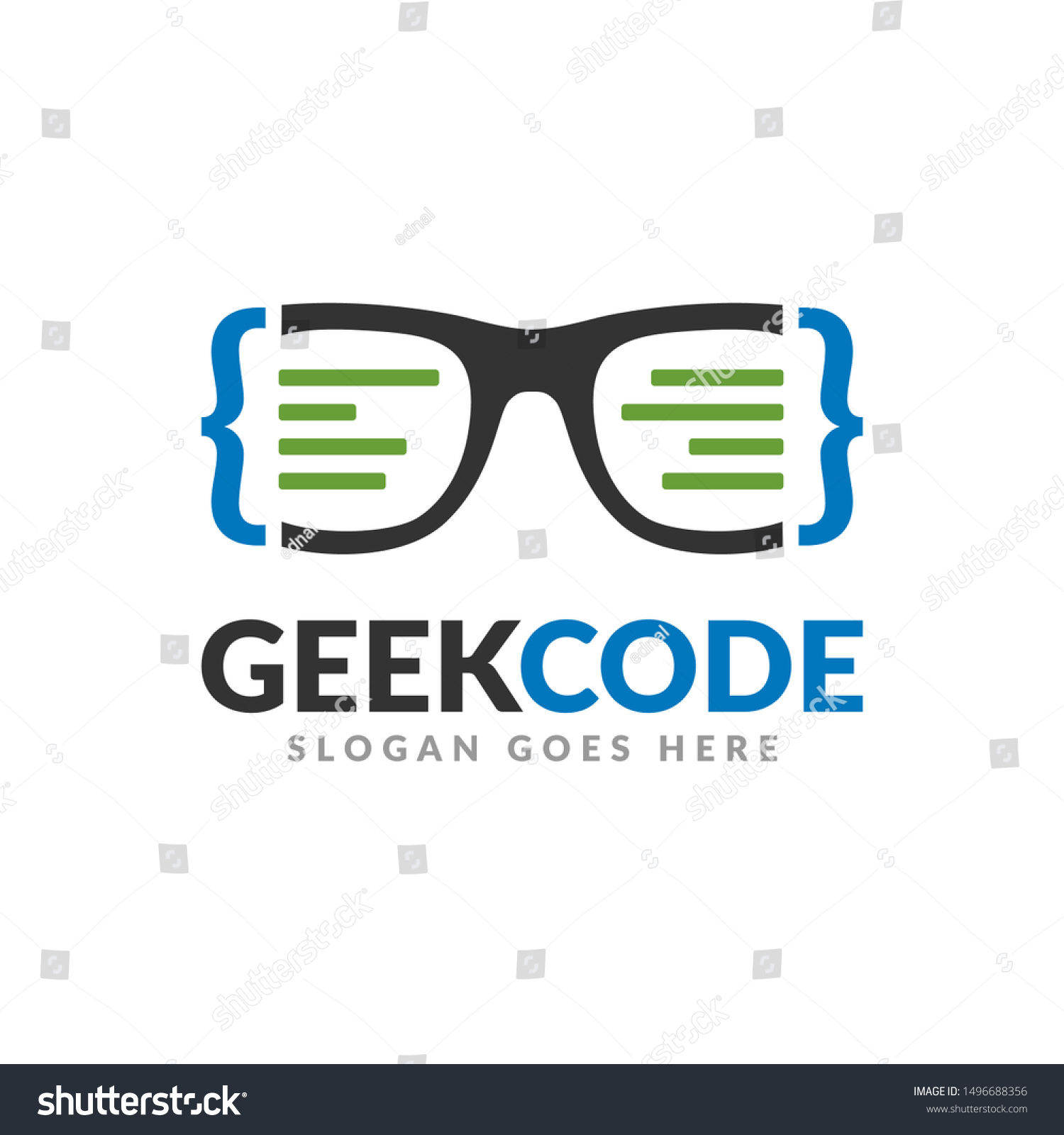 Geek Code Logo Design Template Glasses Stock Vector (Royalty Free ...