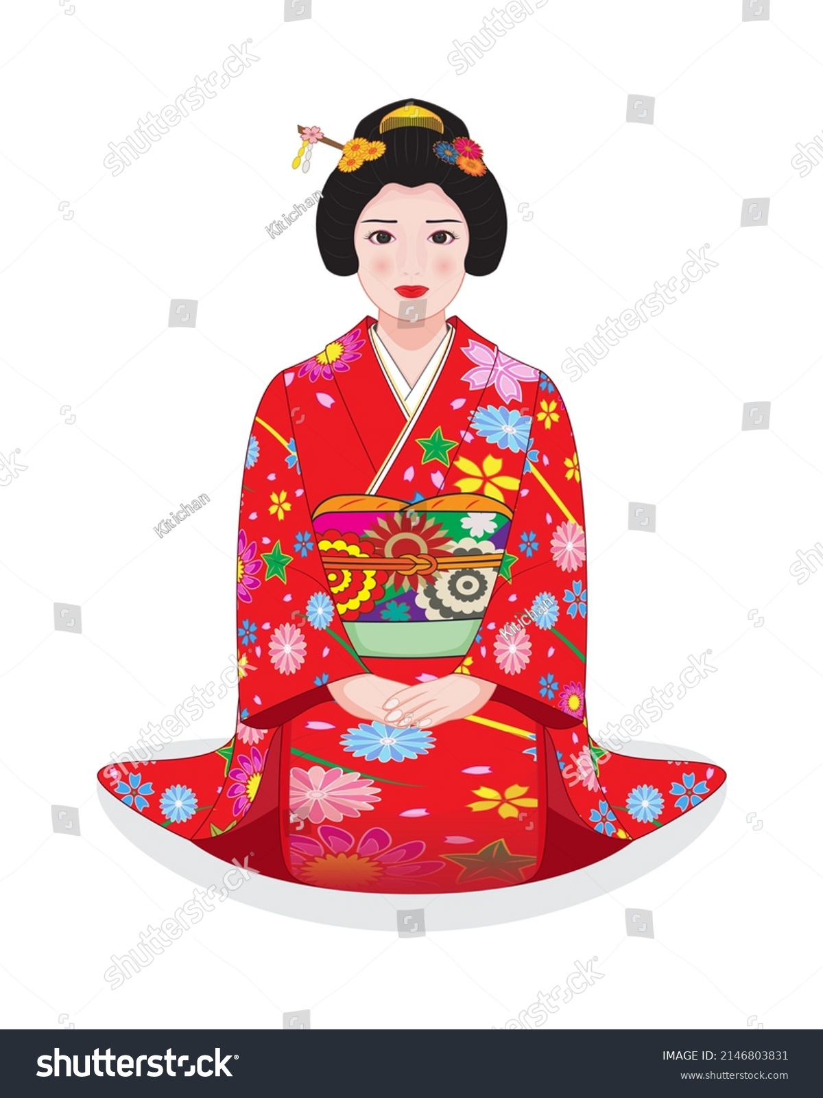 Geisha Maiko Cute Japanese Young Girl Stock Vector (Royalty Free ...