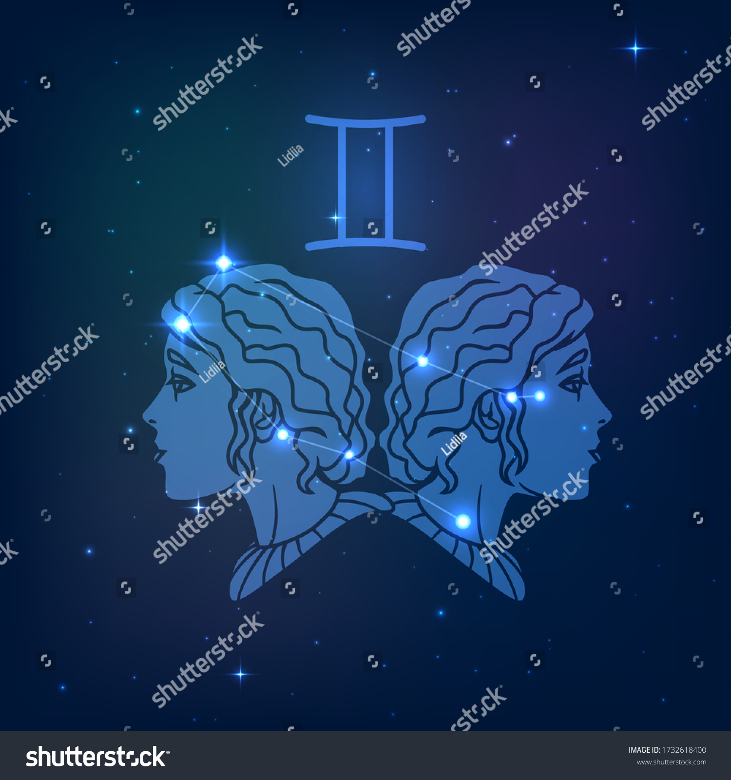 Gemini Constellation Zodiac Night Starry Sky Stock Vector (Royalty Free ...