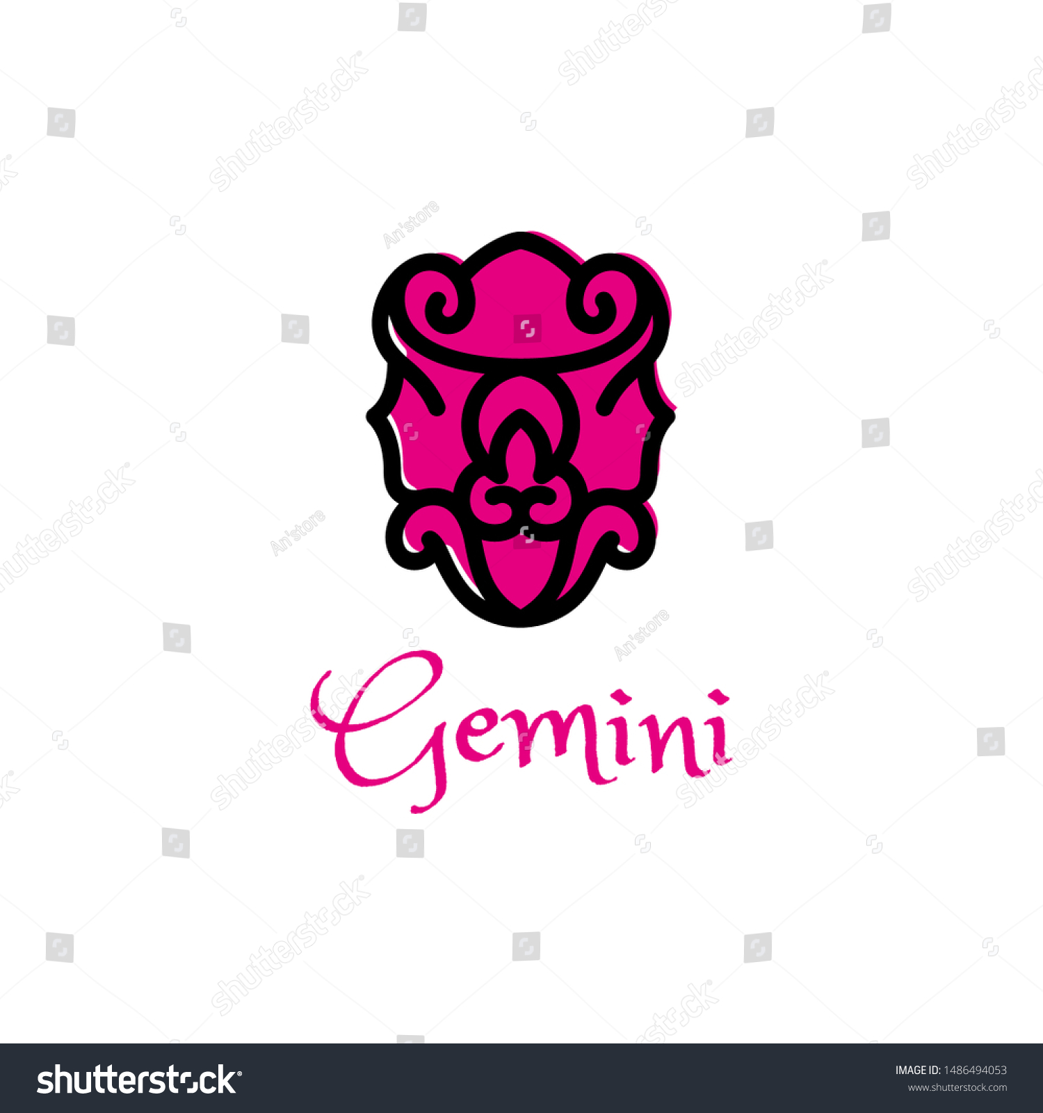 Gemini Logo Design Flat Style Zodiac Stock Vector (Royalty Free) 1486494053