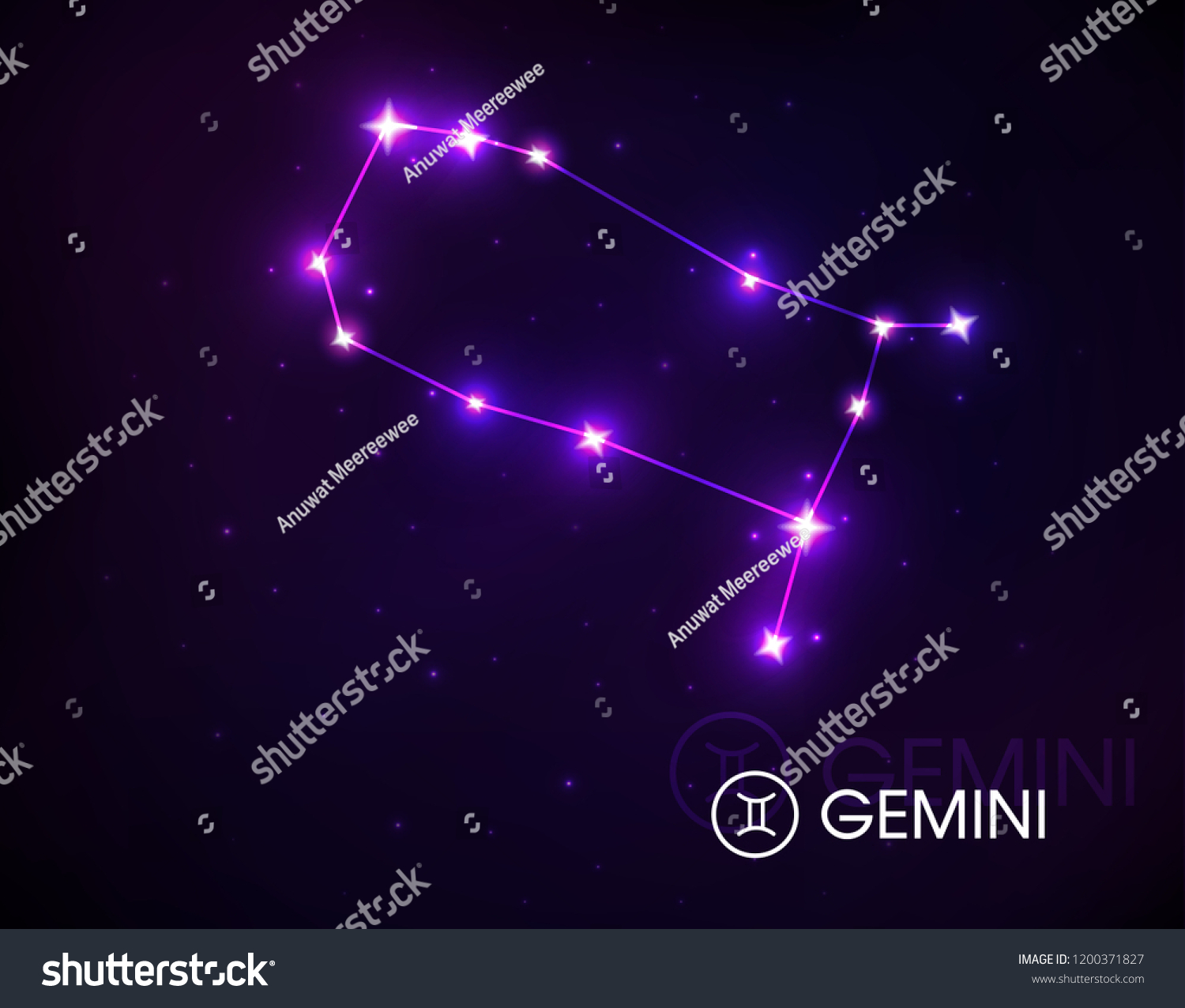 Gemini Position Star Link Zodiac Sign Stock Vector (Royalty Free ...