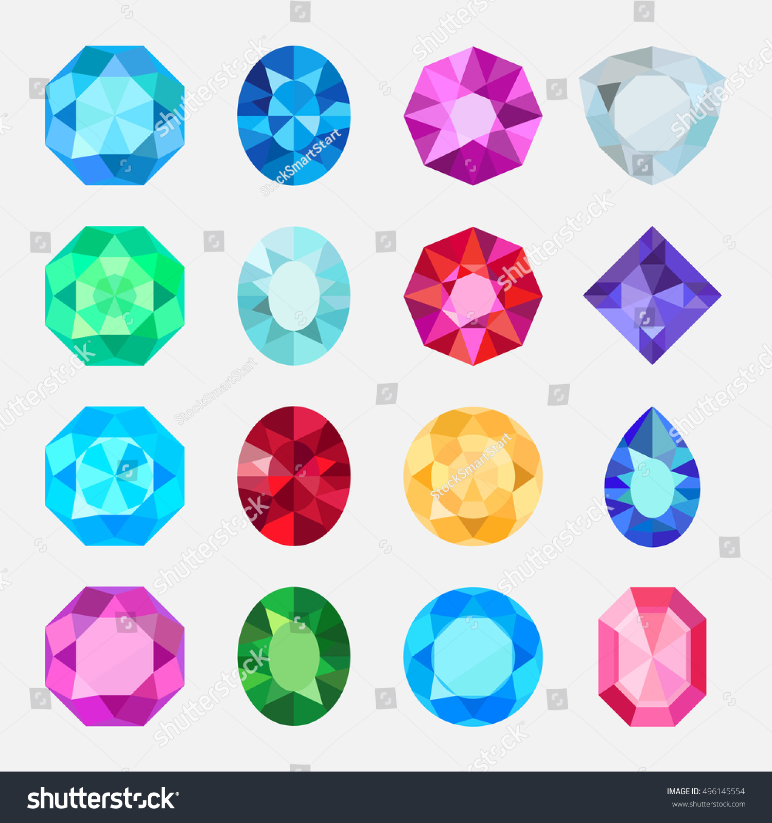 Gems Isolated On White Background Vector Stock Vector 496145554