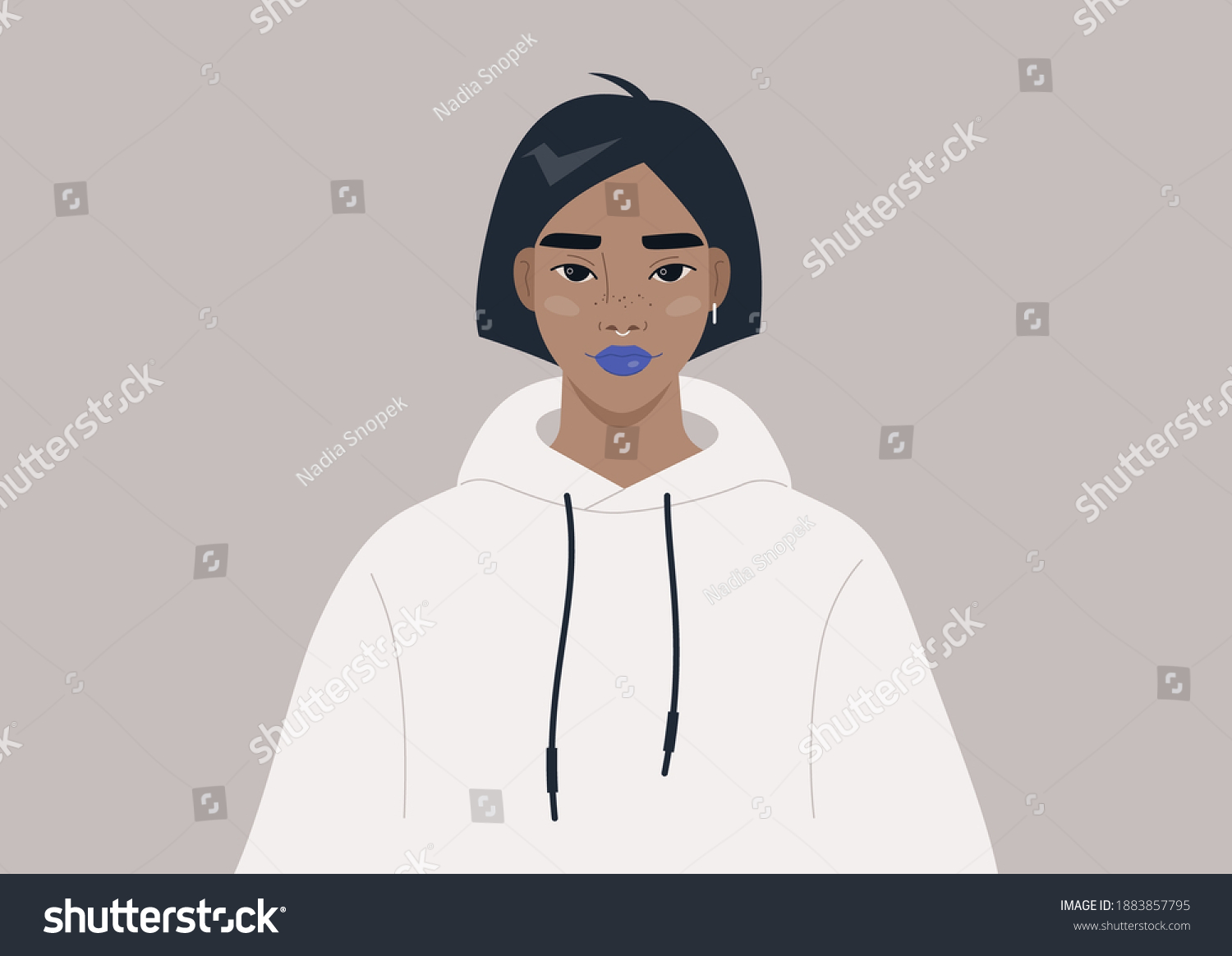 Gen Z Lifestyle Portrait Young Female Stock Vector (Royalty Free ...