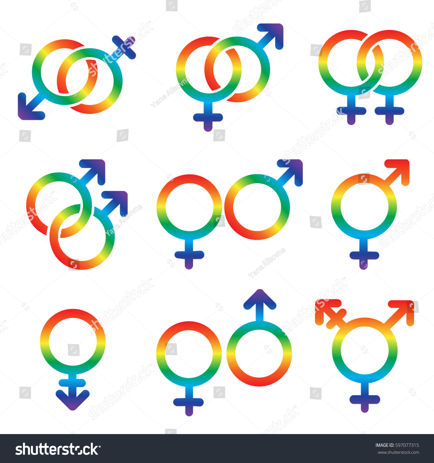 Gender Sexual Orientation Icon Set Lgbt Stock Vector 597077315 Shutterstock