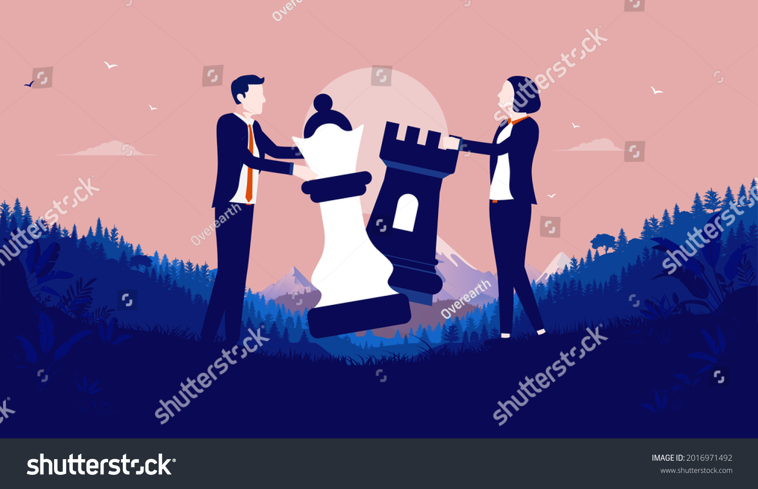 Gender Competition Man Woman Rivalry Chess Stock Vector (royalty Free 