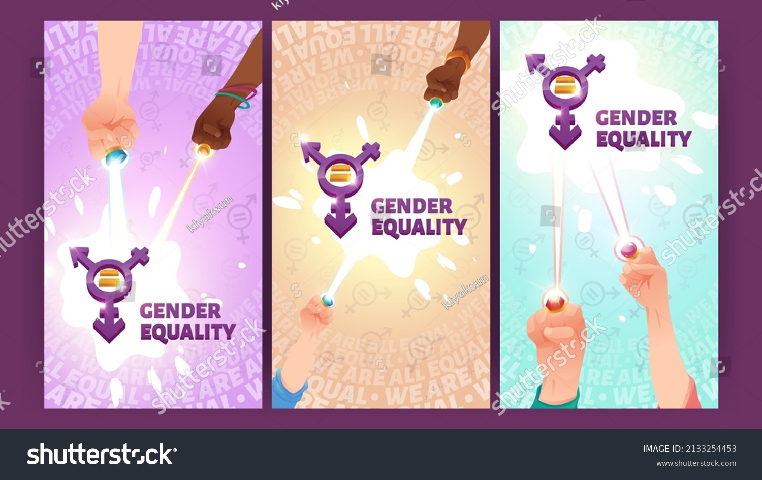 Gender Equality Banners Male Female Fists Stock Vector Royalty Free