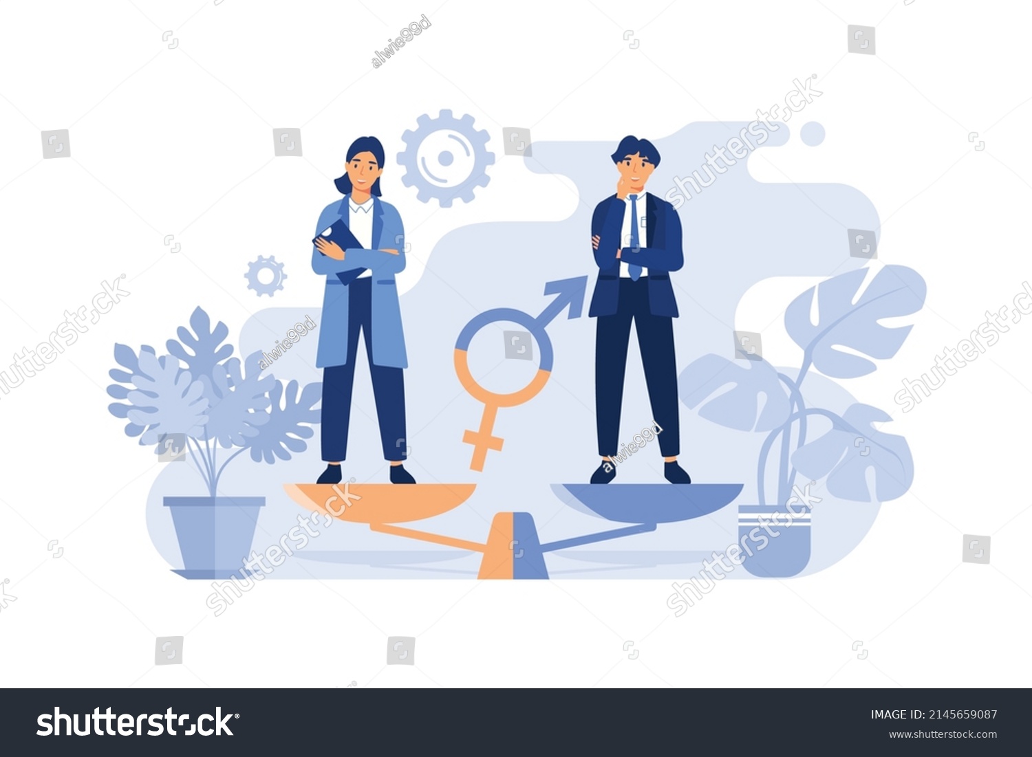 Gender Equality Concept Equal Business Man Stock Vector Royalty Free 2145659087 Shutterstock 2162