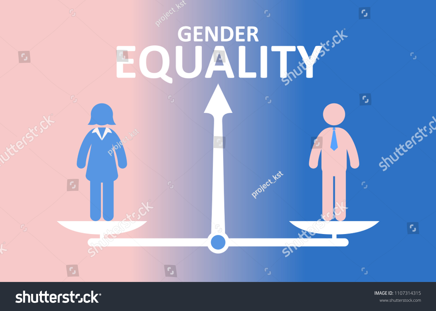 Gender Equality Concept Male Female Standing Stock Vector Royalty Free 1107314315 4013