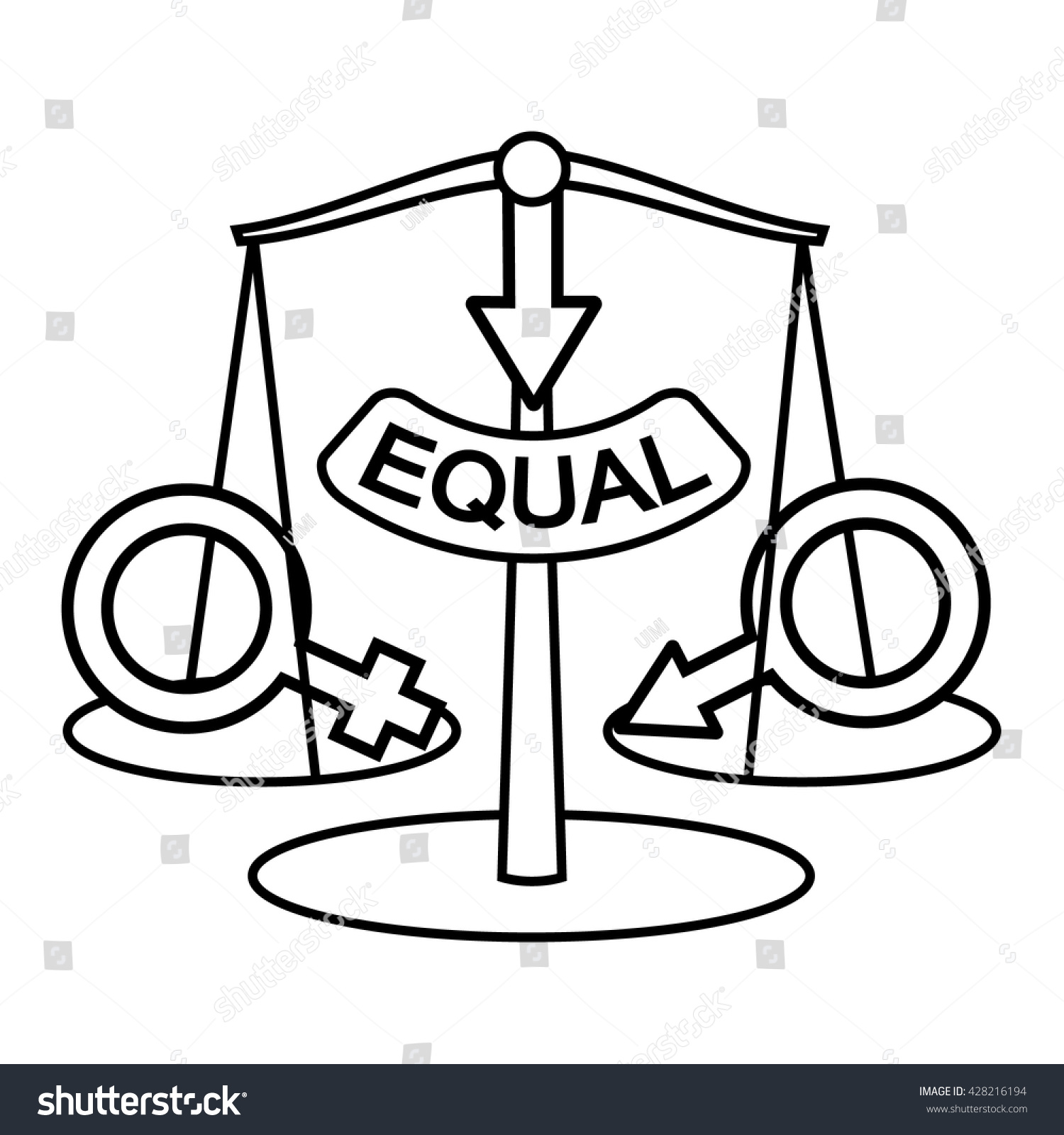 Gender Equality Concept Sex Equality Vector Vetor Stock Livre De