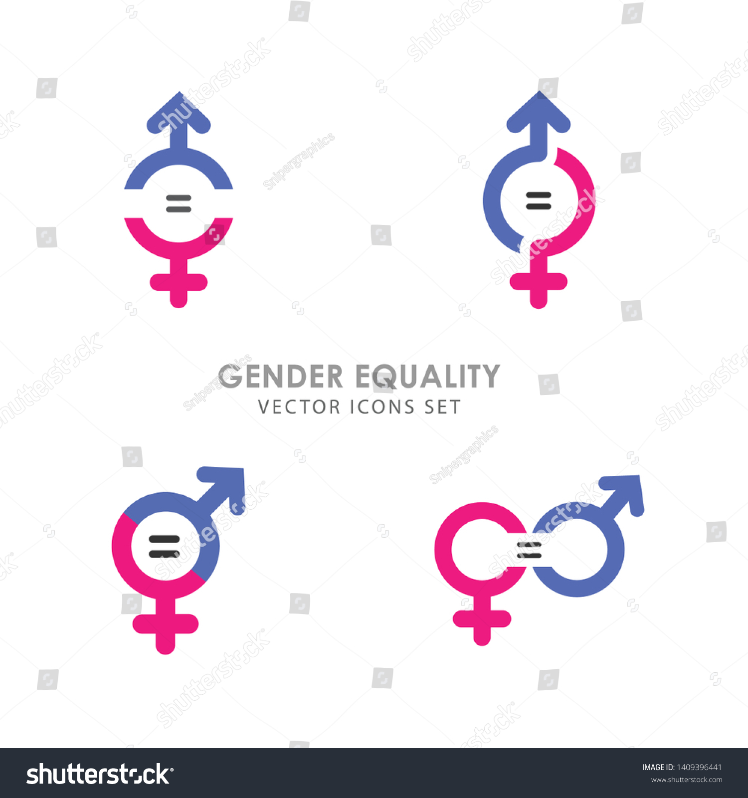 Gender Equality Symbols 4 Icons Stock Vector Royalty Free 1409396441