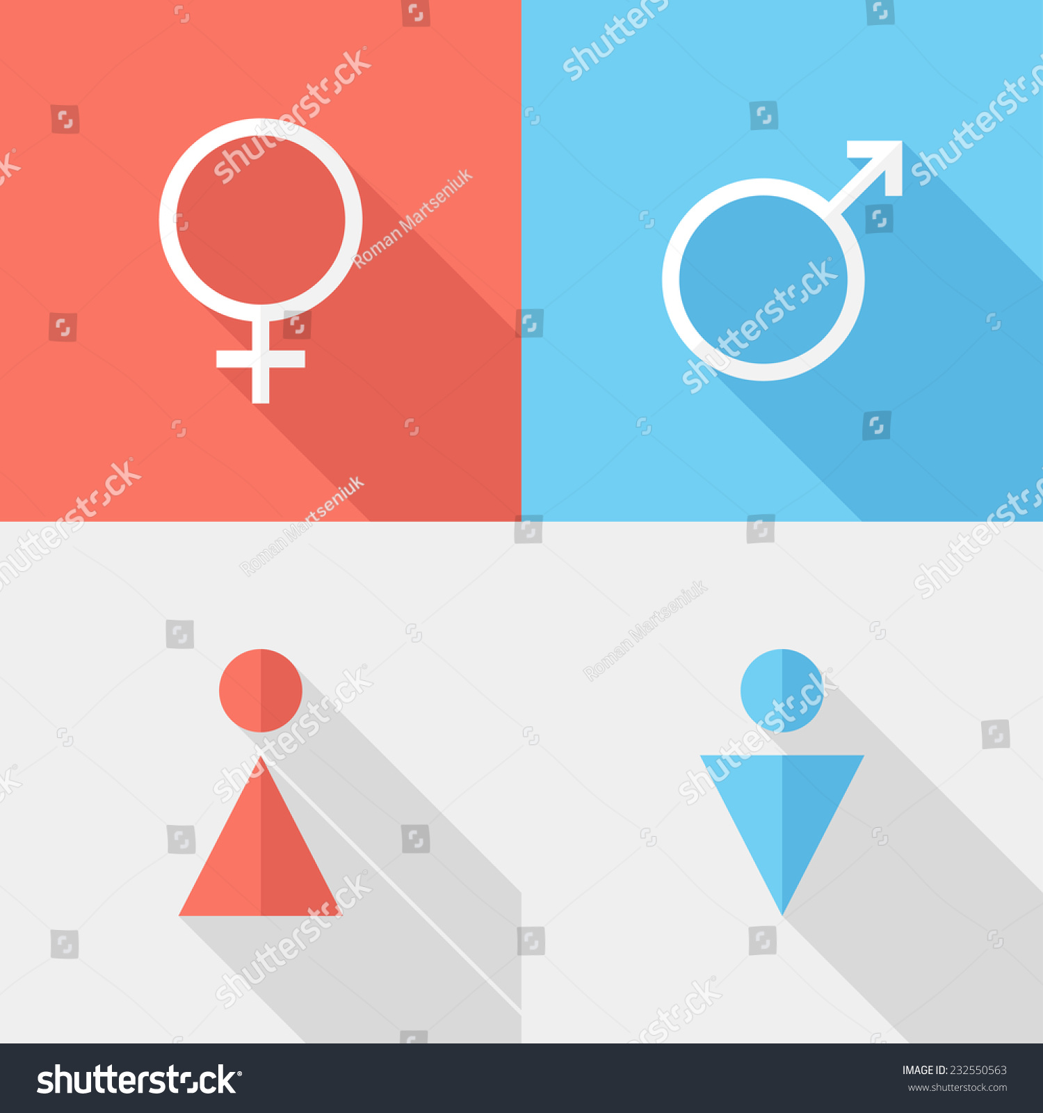 Gender Icons. Flat Design Style Modern Vector Illustration. Isolated On ...