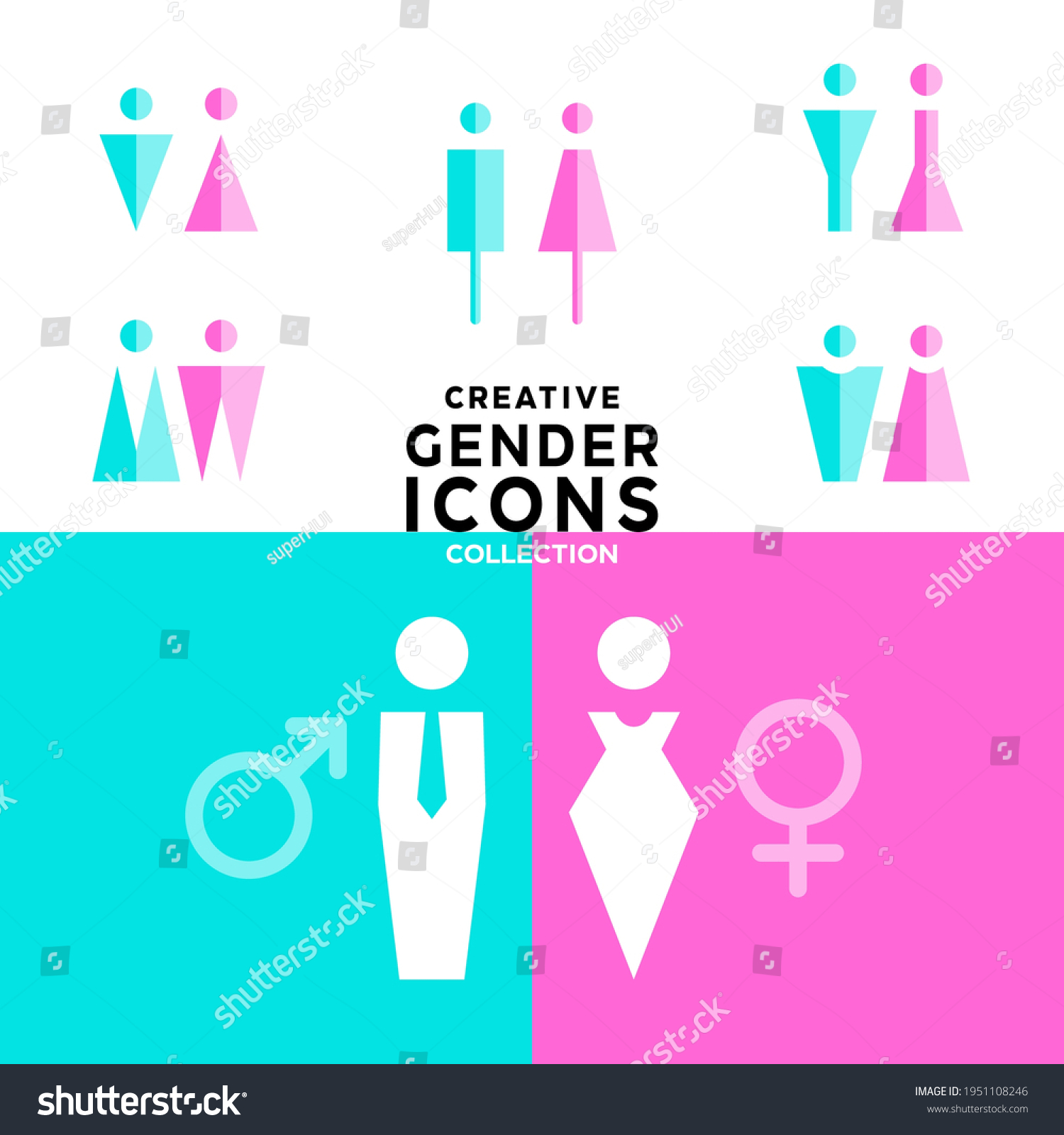 Gender Icons Set People Pictograms Lady Stock Vector Royalty Free