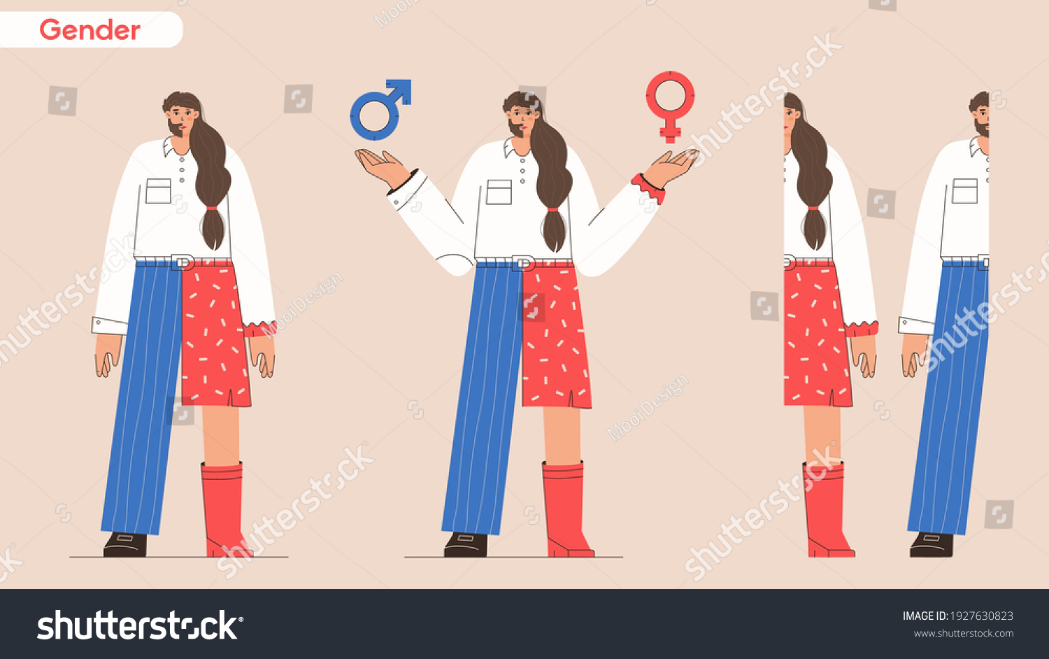 Gender Identity Concept Half Man Woman Stock Vector Royalty Free 1927630823 Shutterstock