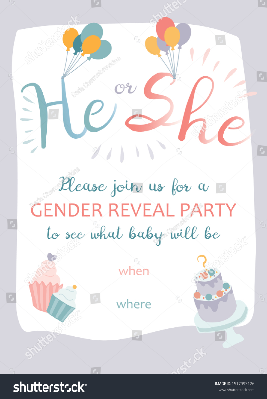 Gender Reveal Baby Shower Party Greeting Stock Vector Royalty Free