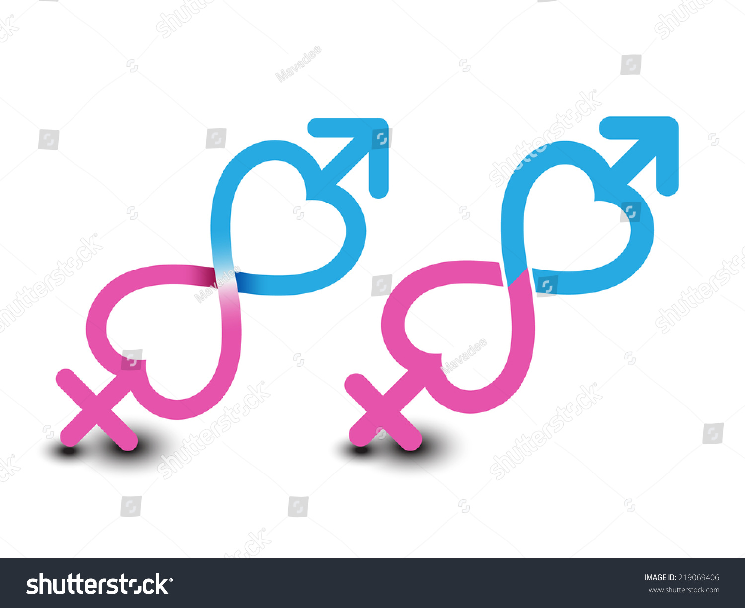 Vektor Stok Gender Symbol Male Female Symbols Combination Tanpa Royalti 219069406 Shutterstock 