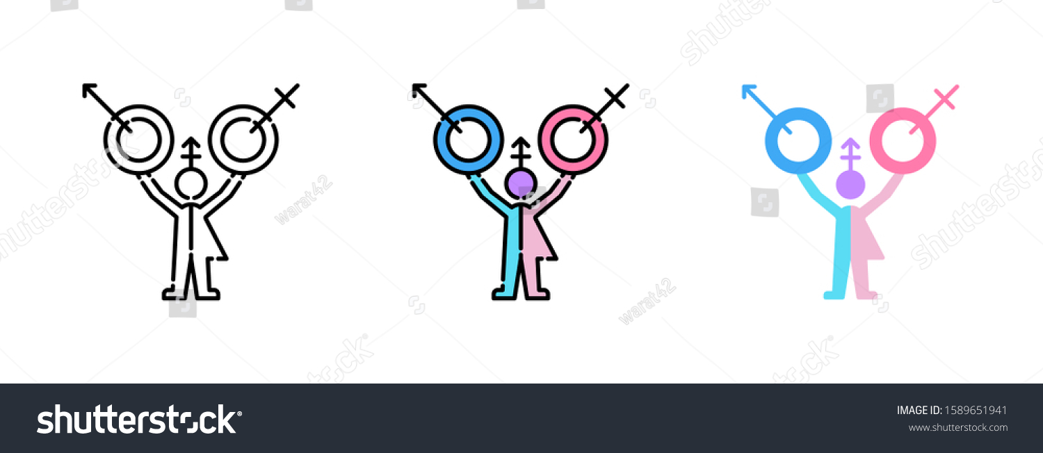 Gender Symbols Icon Set Isolated On Stock Vector (Royalty Free ...